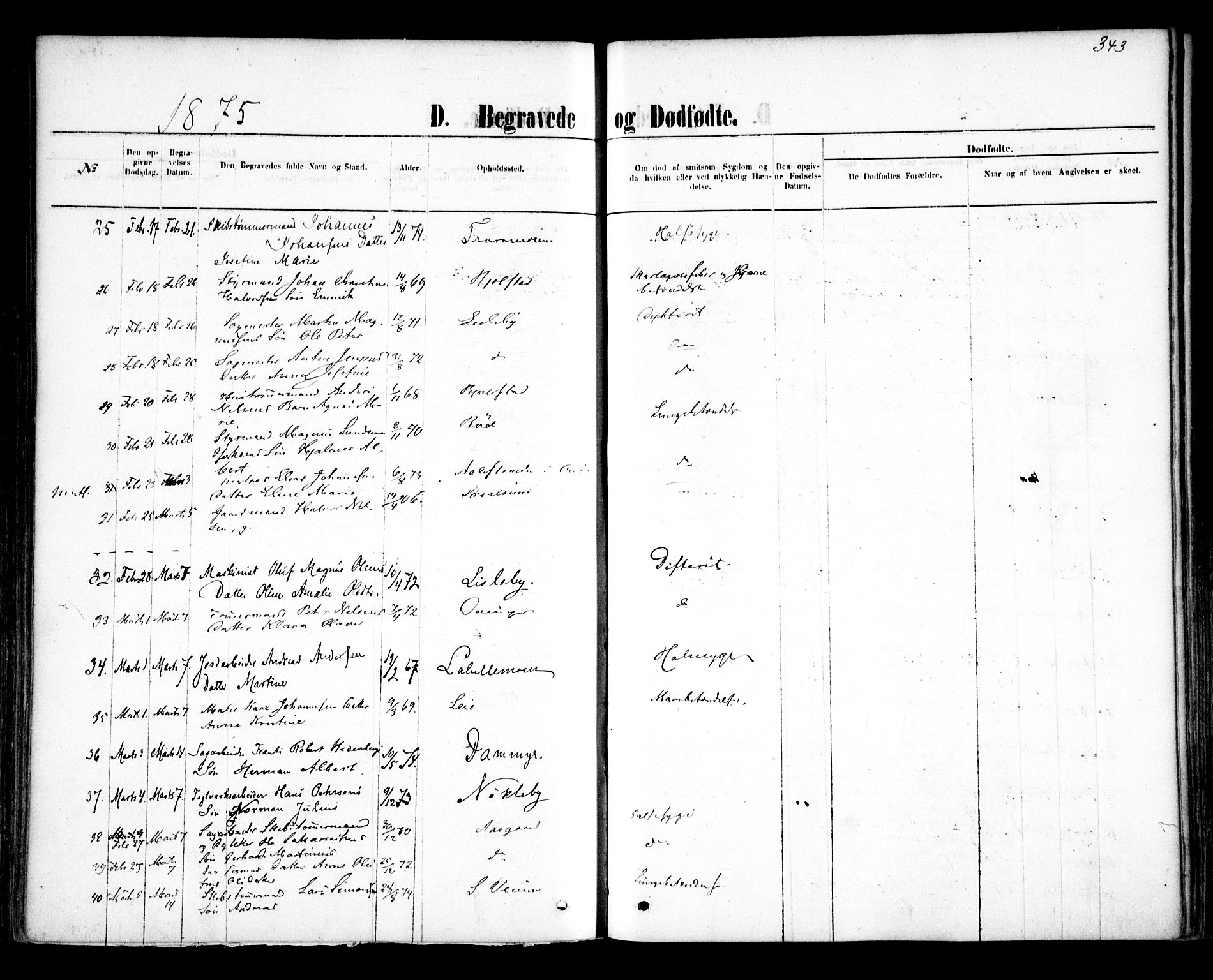 Glemmen prestekontor Kirkebøker, SAO/A-10908/F/Fa/L0009: Parish register (official) no. 9, 1871-1878, p. 343