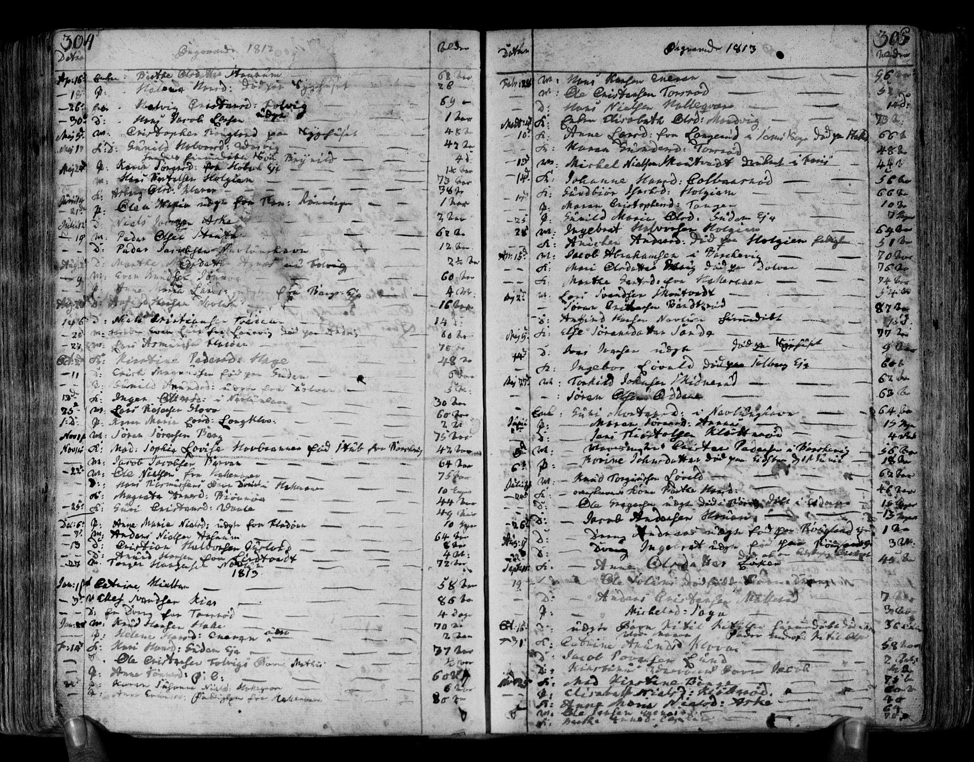 Brunlanes kirkebøker, SAKO/A-342/F/Fa/L0002: Parish register (official) no. I 2, 1802-1834, p. 304-305