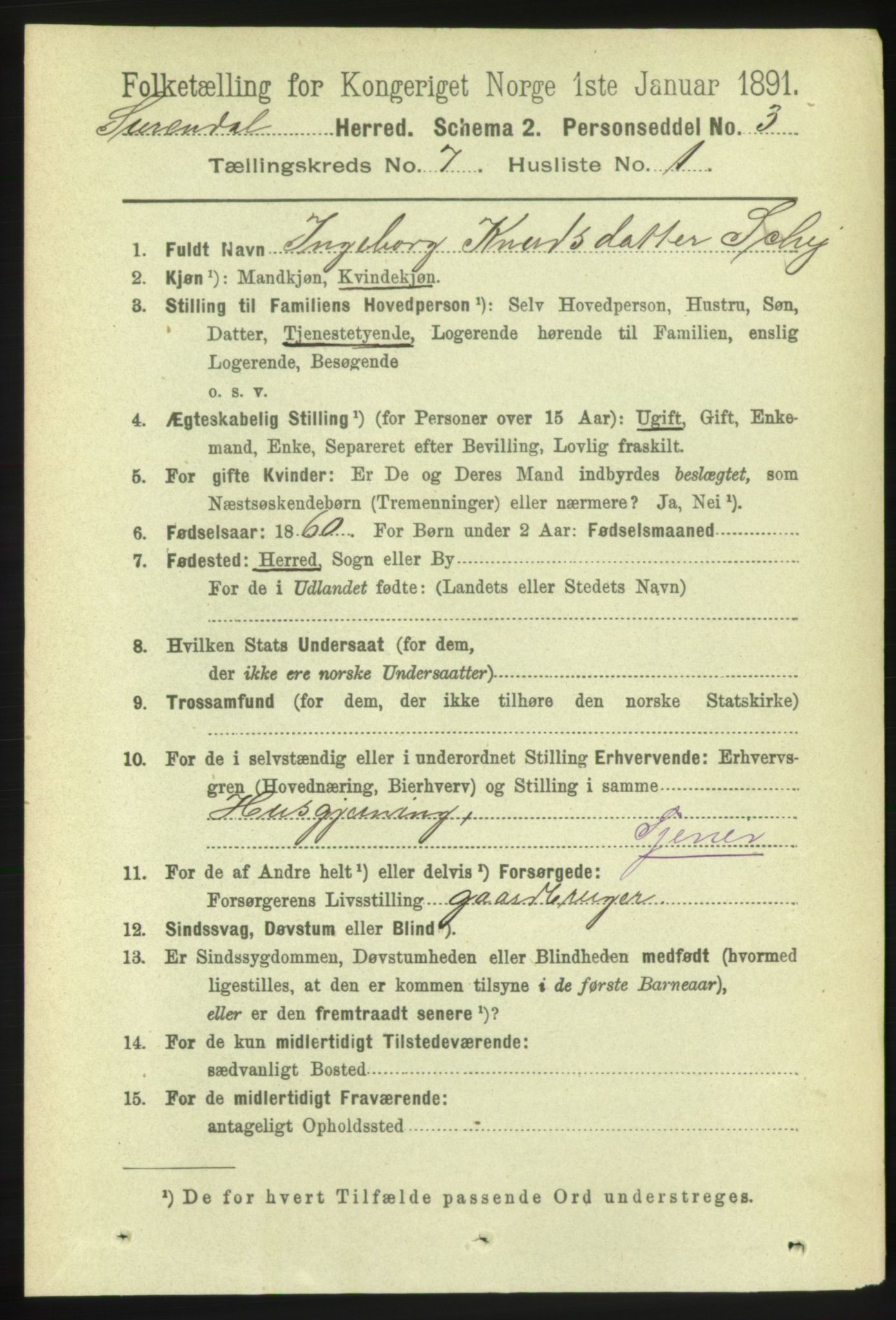 RA, 1891 census for 1566 Surnadal, 1891, p. 1847