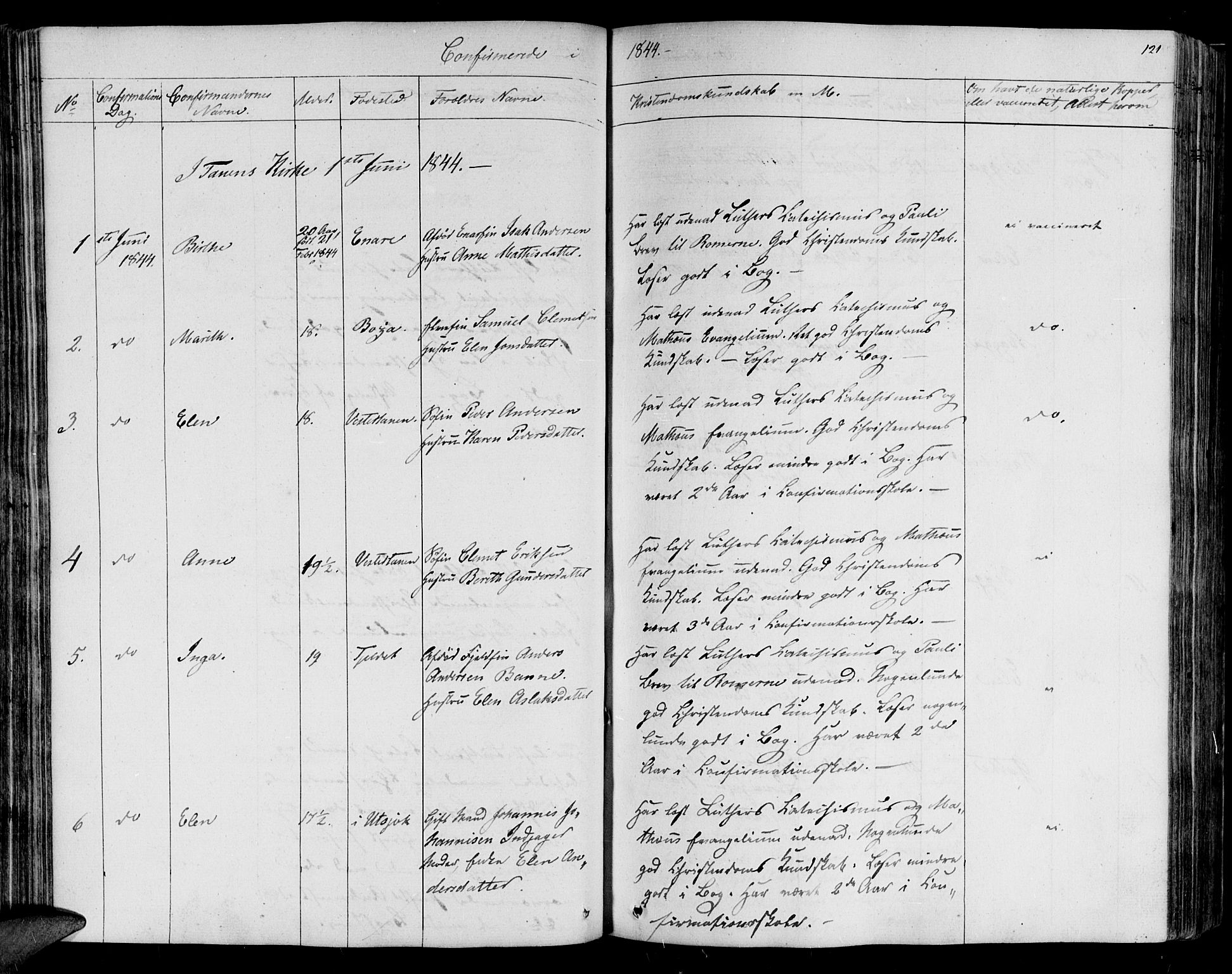 Lebesby sokneprestkontor, SATØ/S-1353/H/Ha/L0003kirke: Parish register (official) no. 3, 1833-1852, p. 121
