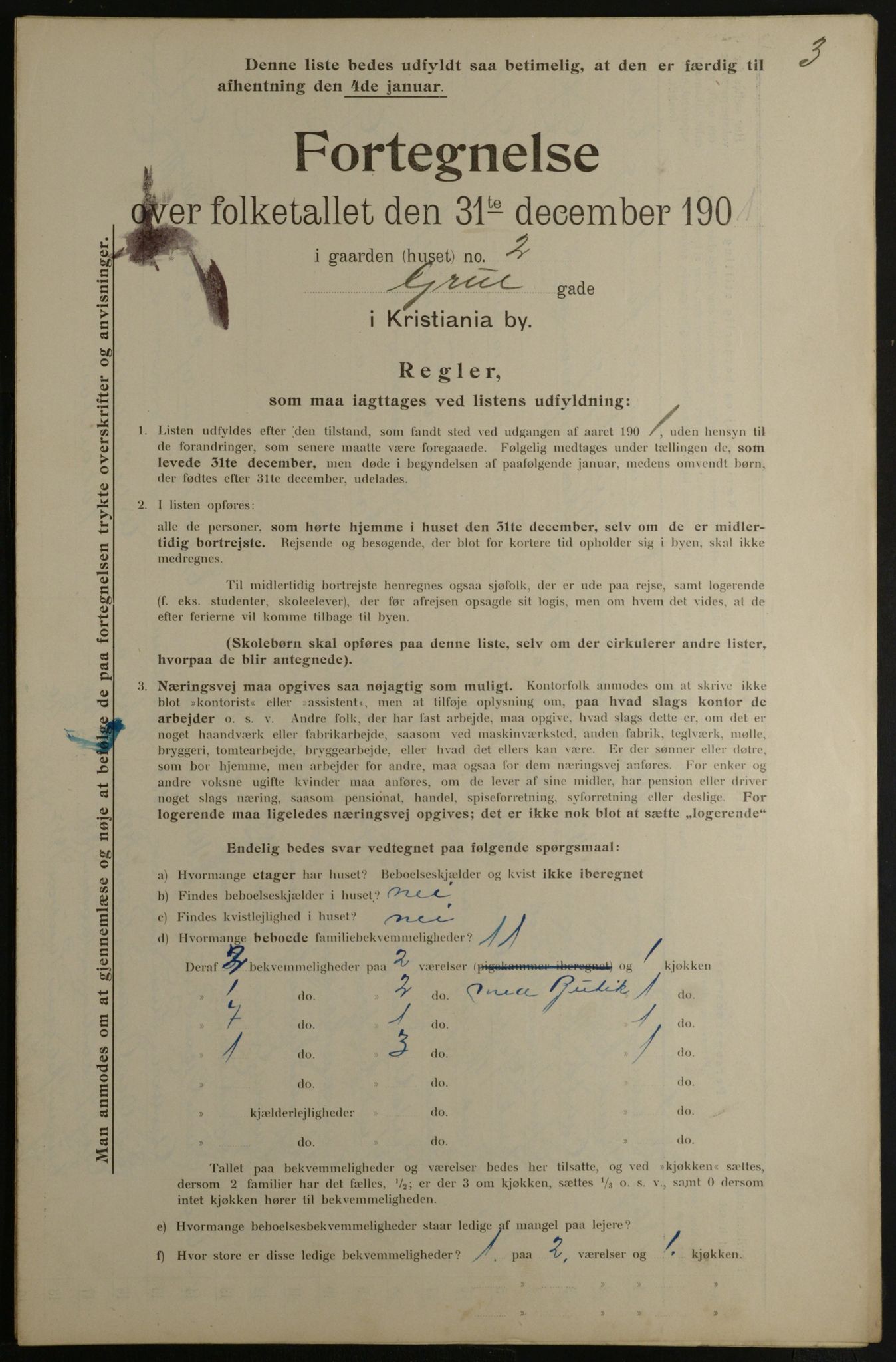 OBA, Municipal Census 1901 for Kristiania, 1901, p. 4913