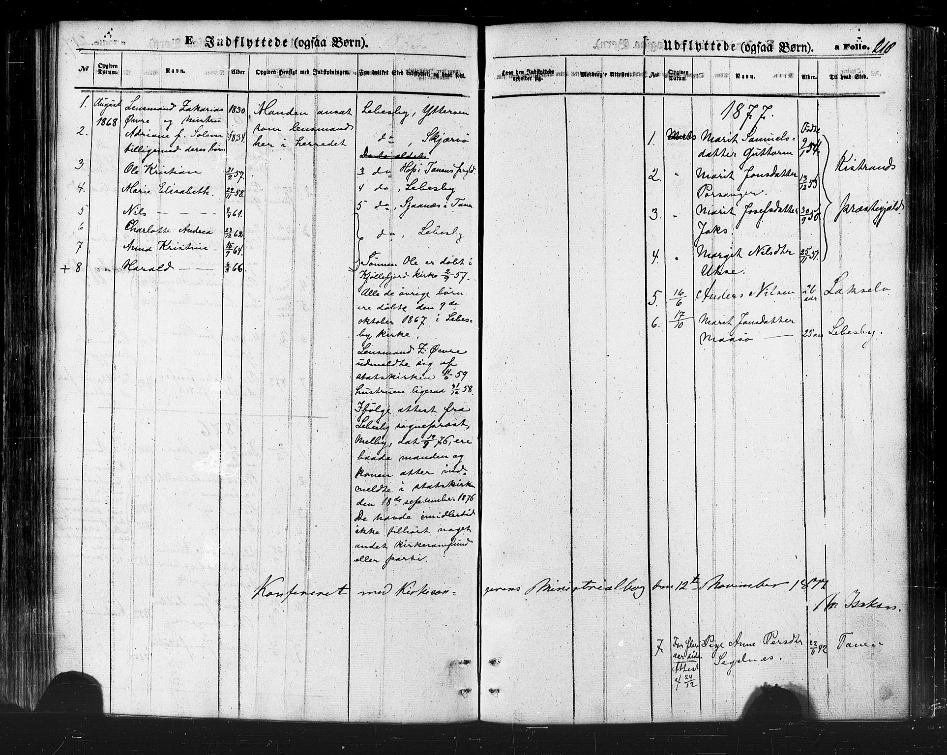 Karasjok sokneprestkontor, SATØ/S-1352/H/Ha/L0001kirke: Parish register (official) no. 1, 1872-1884, p. 218