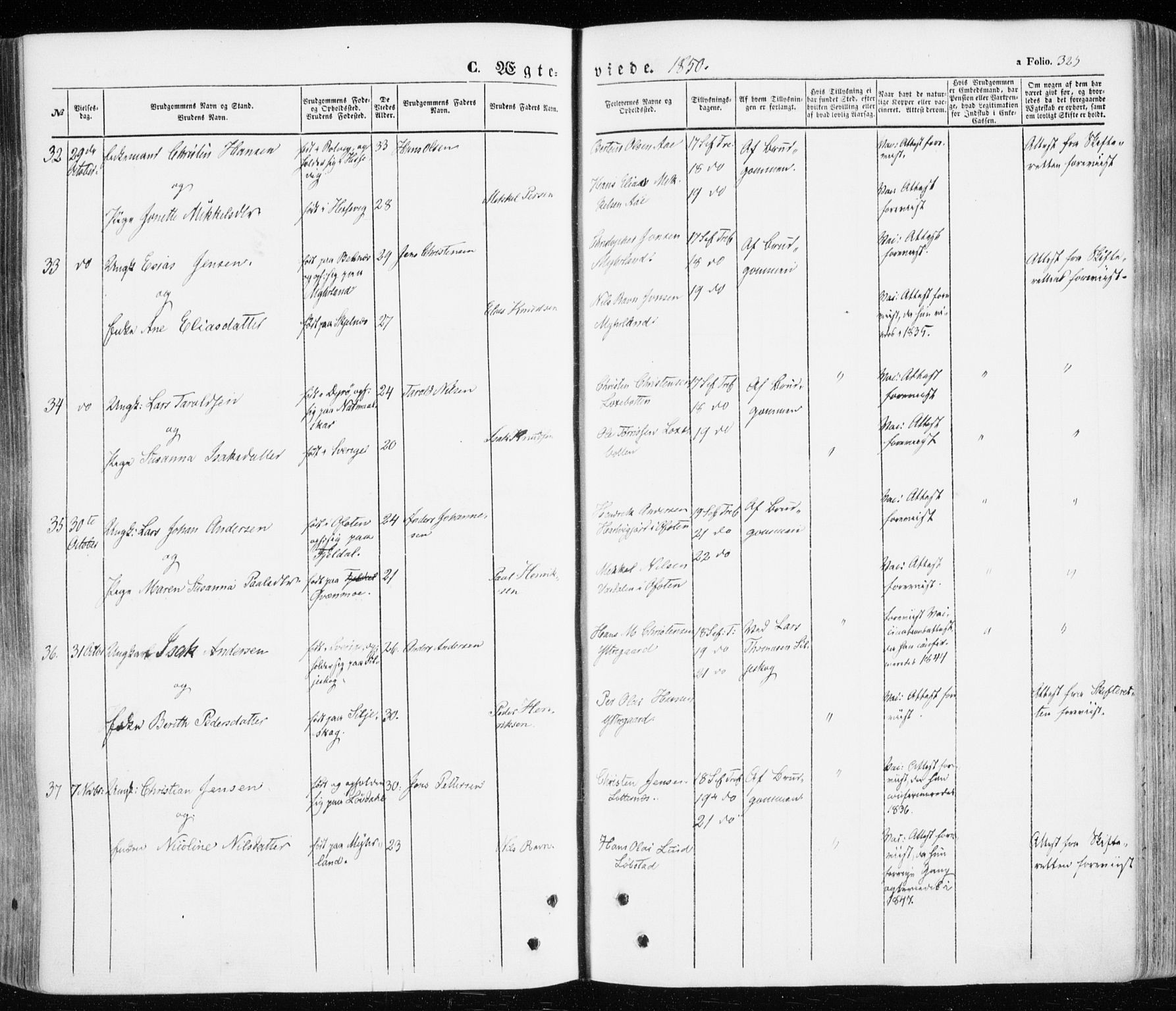 Ibestad sokneprestembete, SATØ/S-0077/H/Ha/Haa/L0008kirke: Parish register (official) no. 8, 1850-1859, p. 325