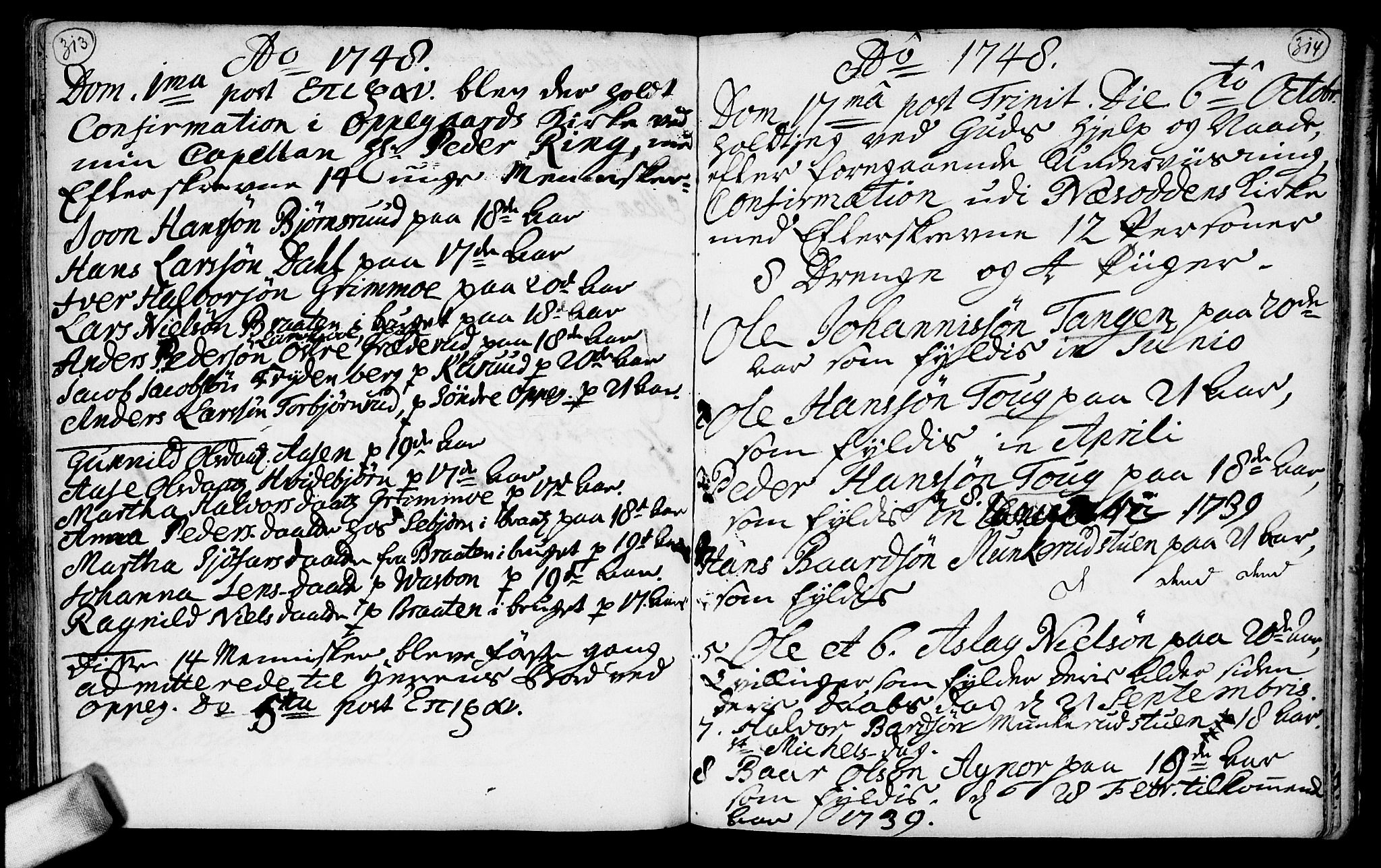 Nesodden prestekontor Kirkebøker, SAO/A-10013/F/Fa/L0001: Parish register (official) no. I 1, 1709-1749, p. 313-314