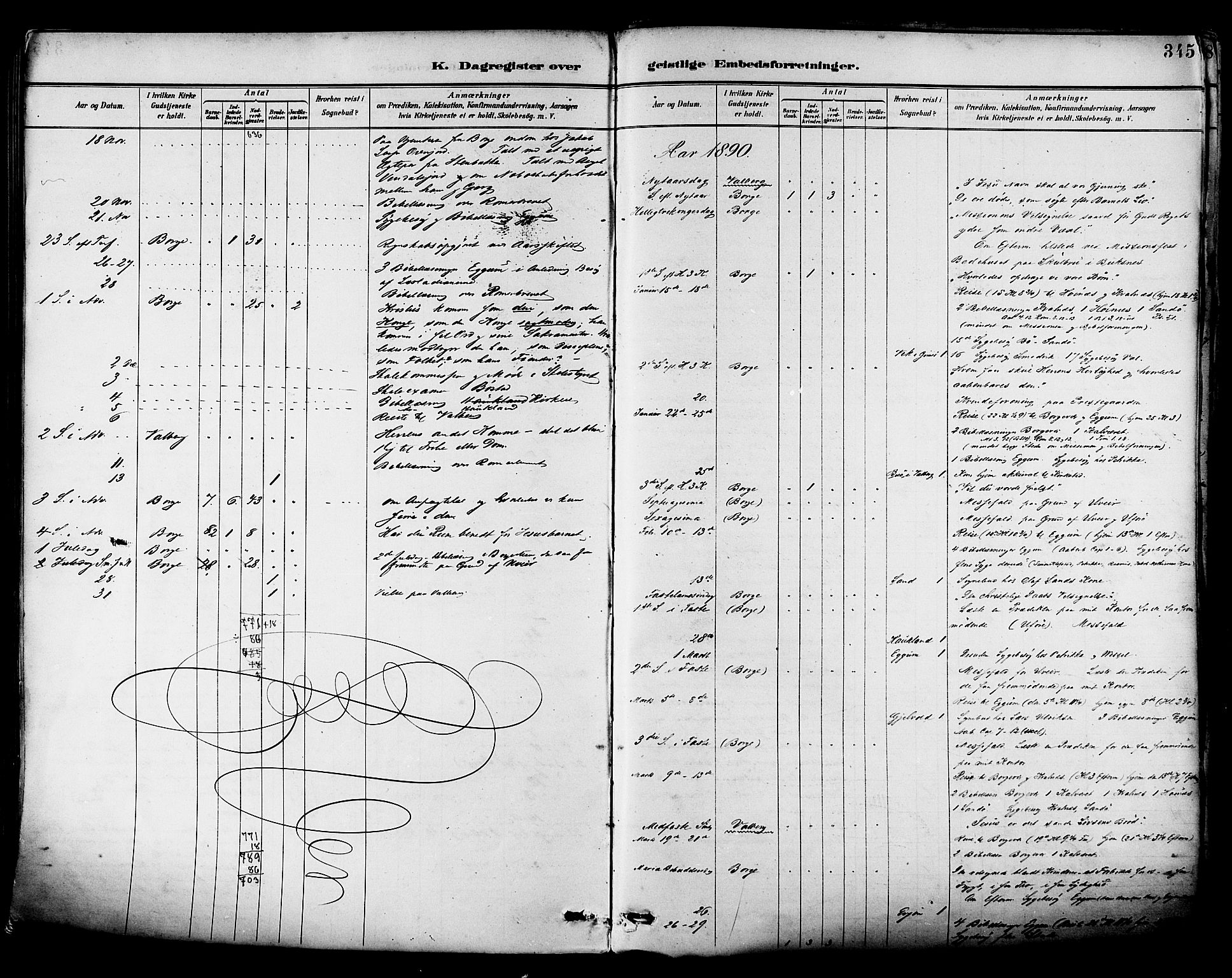 Ministerialprotokoller, klokkerbøker og fødselsregistre - Nordland, SAT/A-1459/880/L1133: Parish register (official) no. 880A07, 1888-1898, p. 345