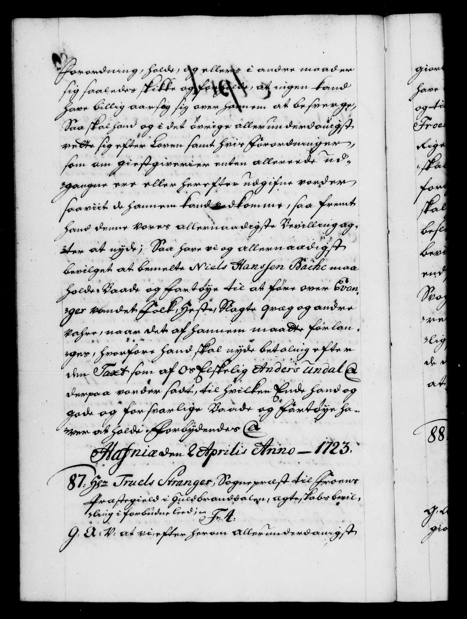 Danske Kanselli 1572-1799, AV/RA-EA-3023/F/Fc/Fca/Fcaa/L0024: Norske registre, 1723-1725, p. 89b