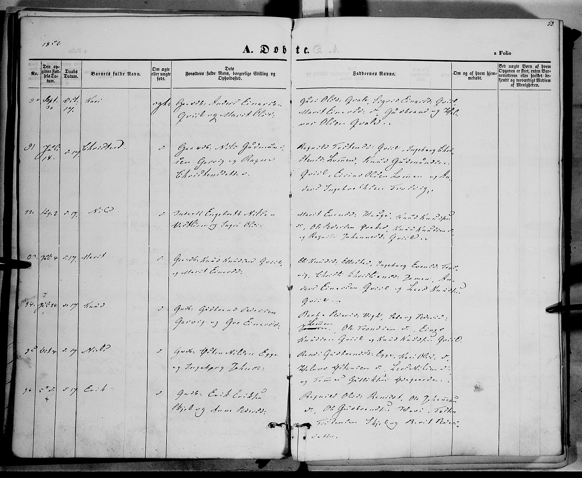 Vestre Slidre prestekontor, AV/SAH-PREST-136/H/Ha/Haa/L0001: Parish register (official) no. 1, 1844-1855, p. 53