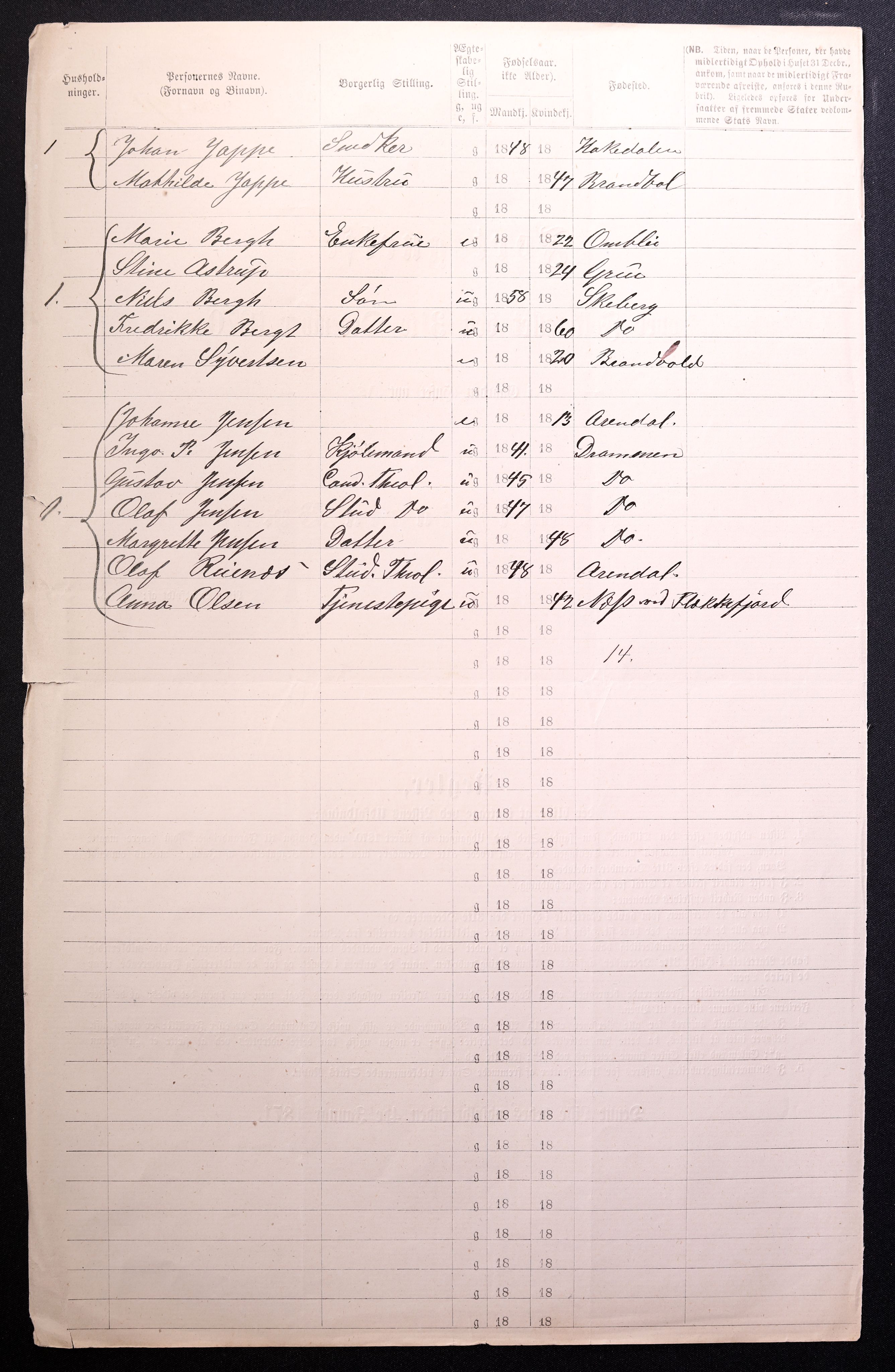 RA, 1870 census for 0301 Kristiania, 1870, p. 2276