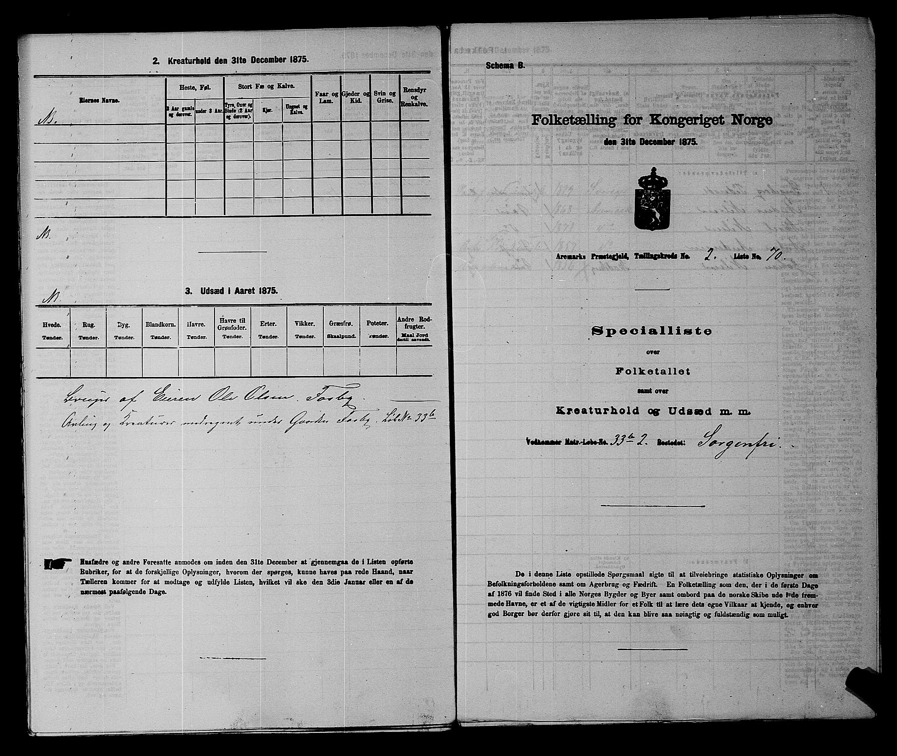 RA, 1875 census for 0118P Aremark, 1875, p. 371