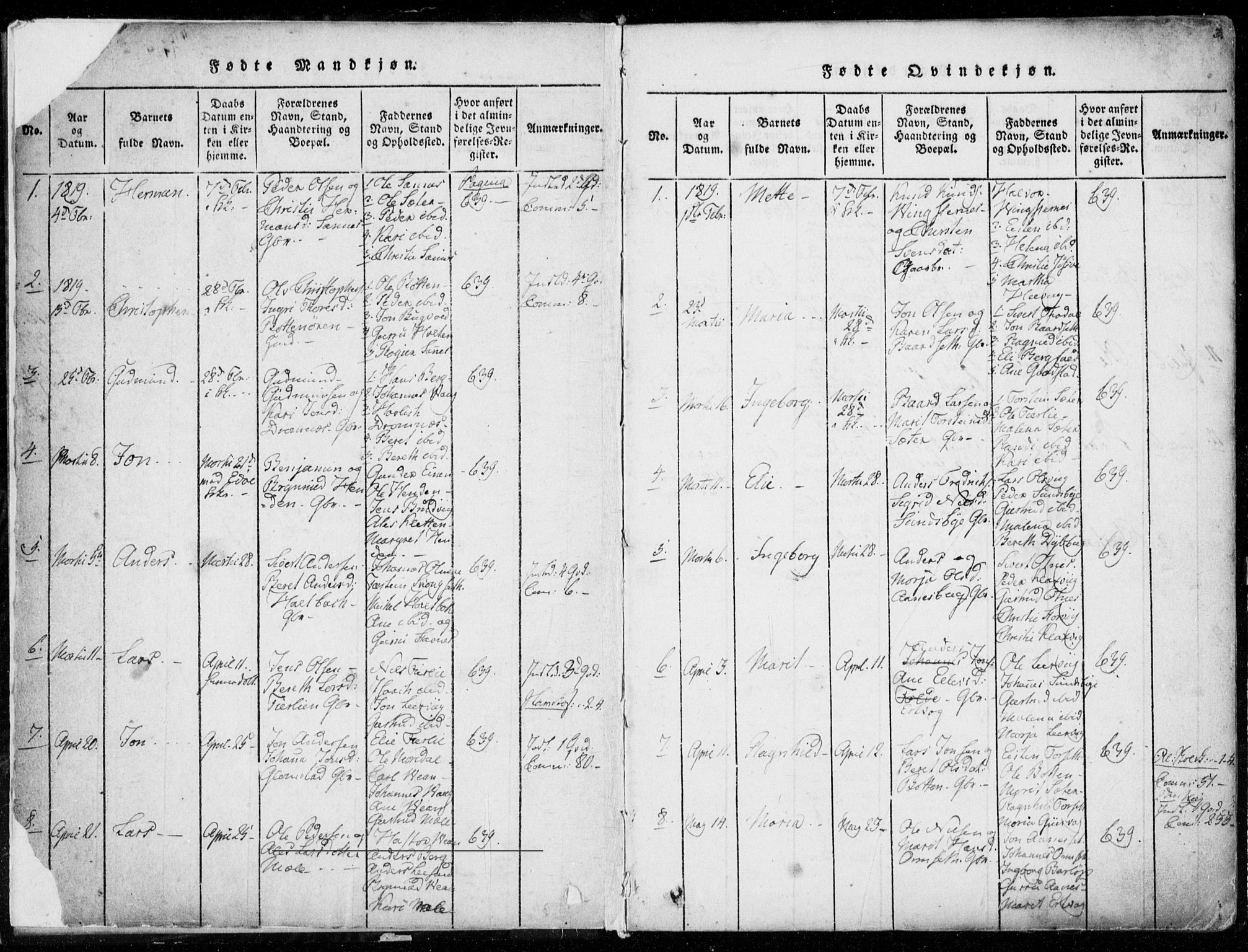 Ministerialprotokoller, klokkerbøker og fødselsregistre - Møre og Romsdal, SAT/A-1454/578/L0903: Parish register (official) no. 578A02, 1819-1838, p. 2-3