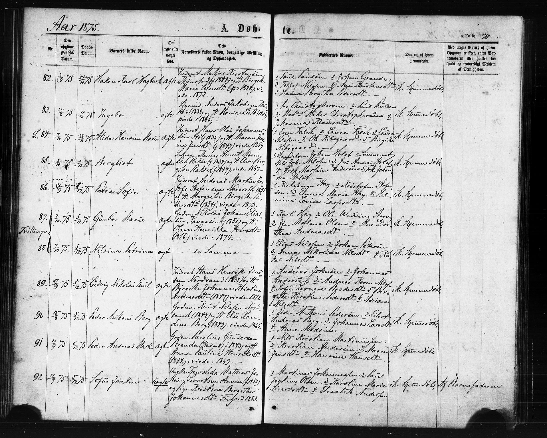 Ministerialprotokoller, klokkerbøker og fødselsregistre - Nordland, AV/SAT-A-1459/893/L1334: Parish register (official) no. 893A07, 1867-1877, p. 70