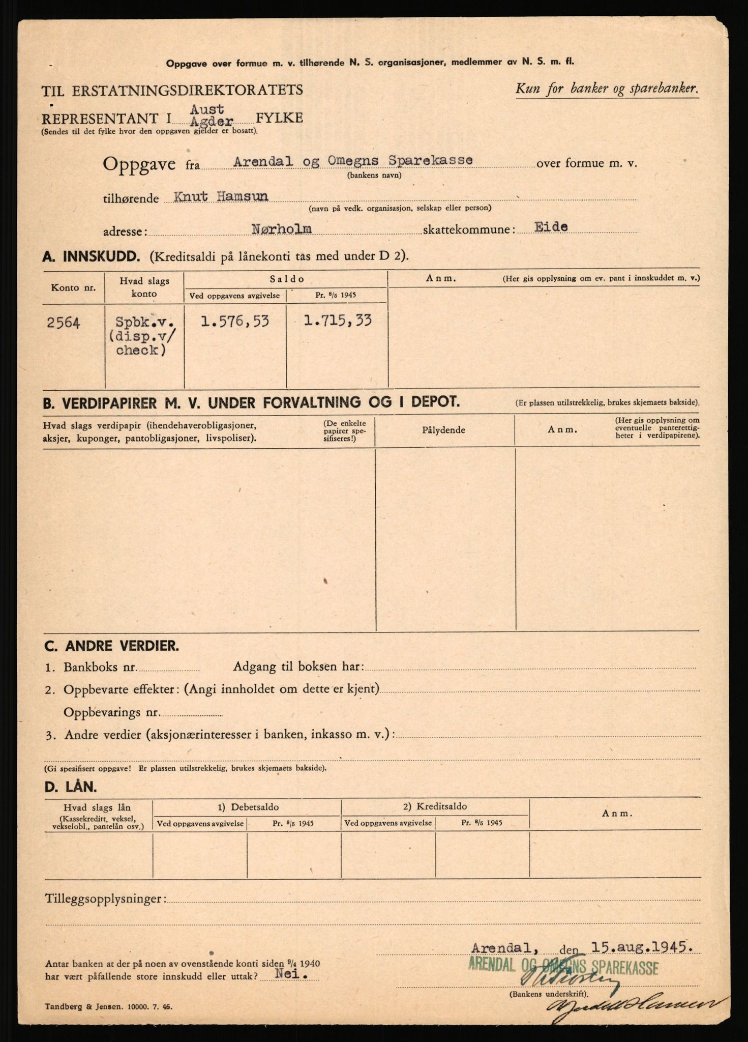 Landssvikarkivet, Arendal politikammer, AV/RA-S-3138-25/D/Dc, 1945-1951, p. 719