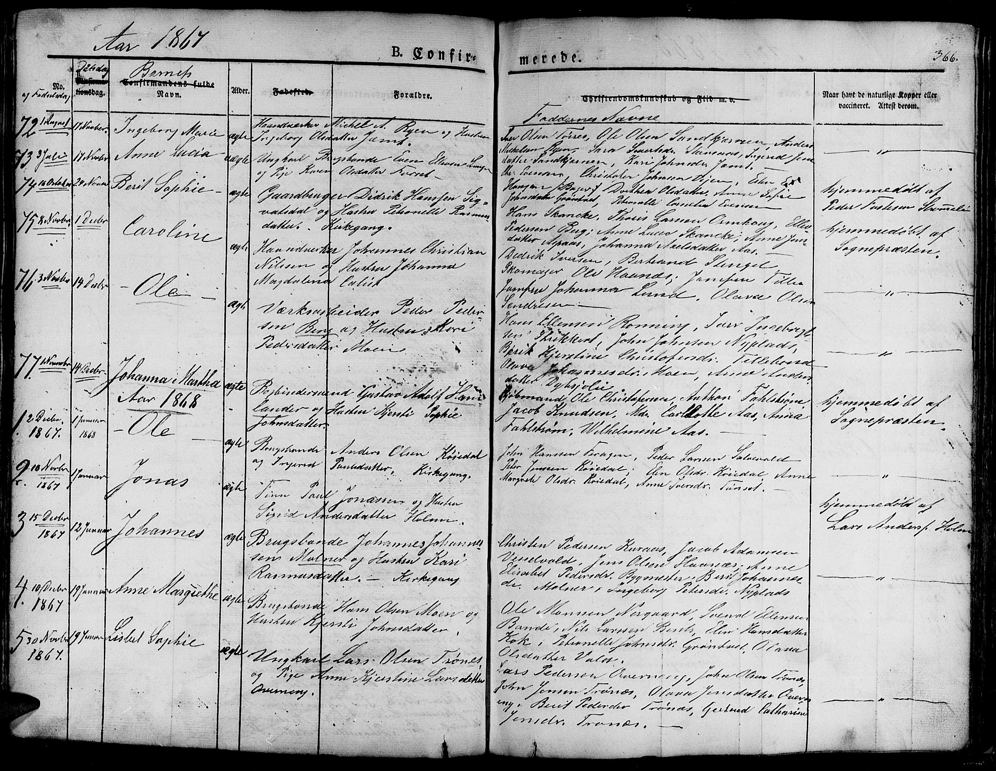 Ministerialprotokoller, klokkerbøker og fødselsregistre - Sør-Trøndelag, AV/SAT-A-1456/681/L0938: Parish register (copy) no. 681C02, 1829-1879, p. 366