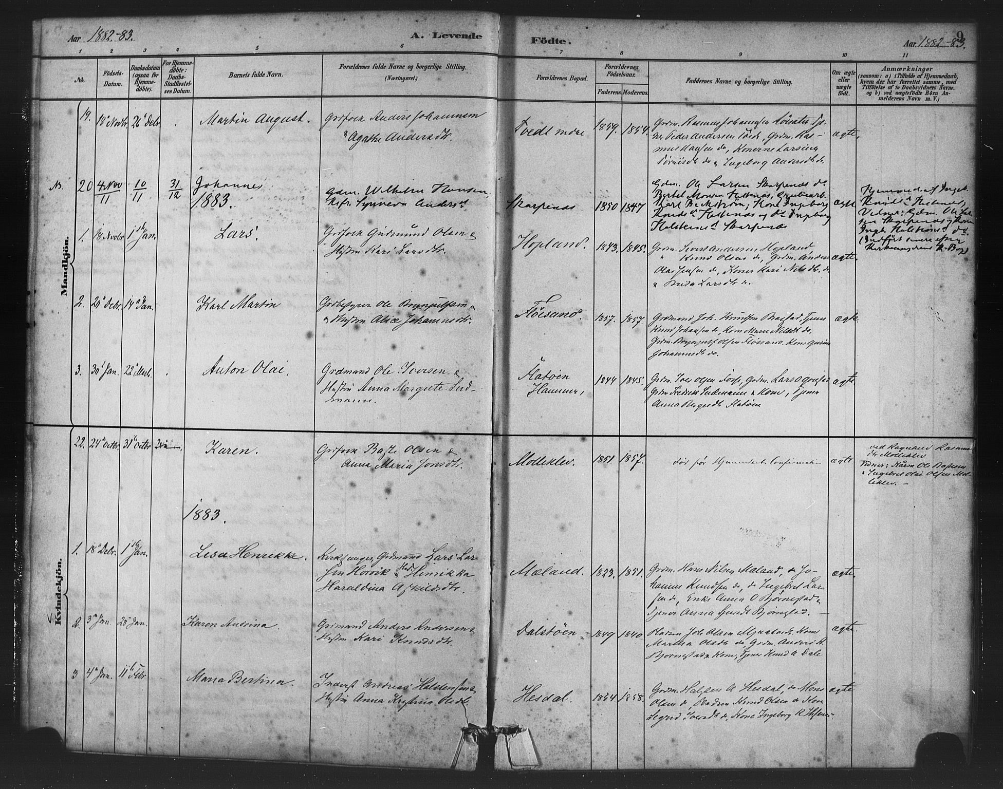 Alversund Sokneprestembete, SAB/A-73901/H/Ha/Haa/Haac/L0001: Parish register (official) no. C 1, 1882-1900, p. 9