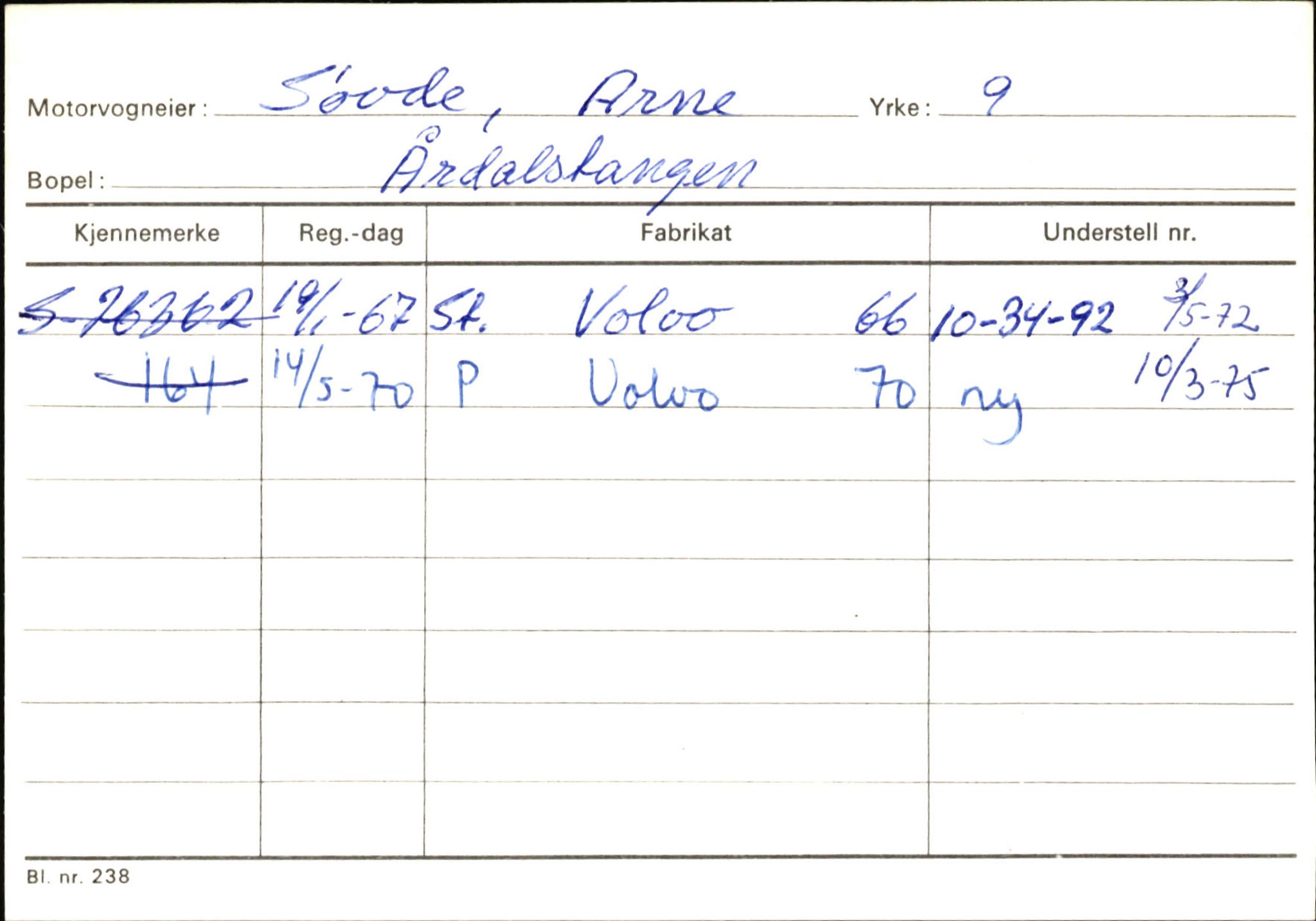 Statens vegvesen, Sogn og Fjordane vegkontor, AV/SAB-A-5301/4/F/L0146: Registerkort Årdal R-Å samt diverse kort, 1945-1975, p. 824