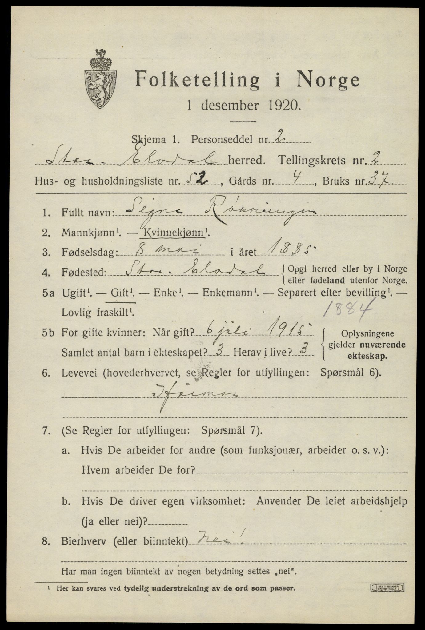SAH, 1920 census for Stor-Elvdal, 1920, p. 2676