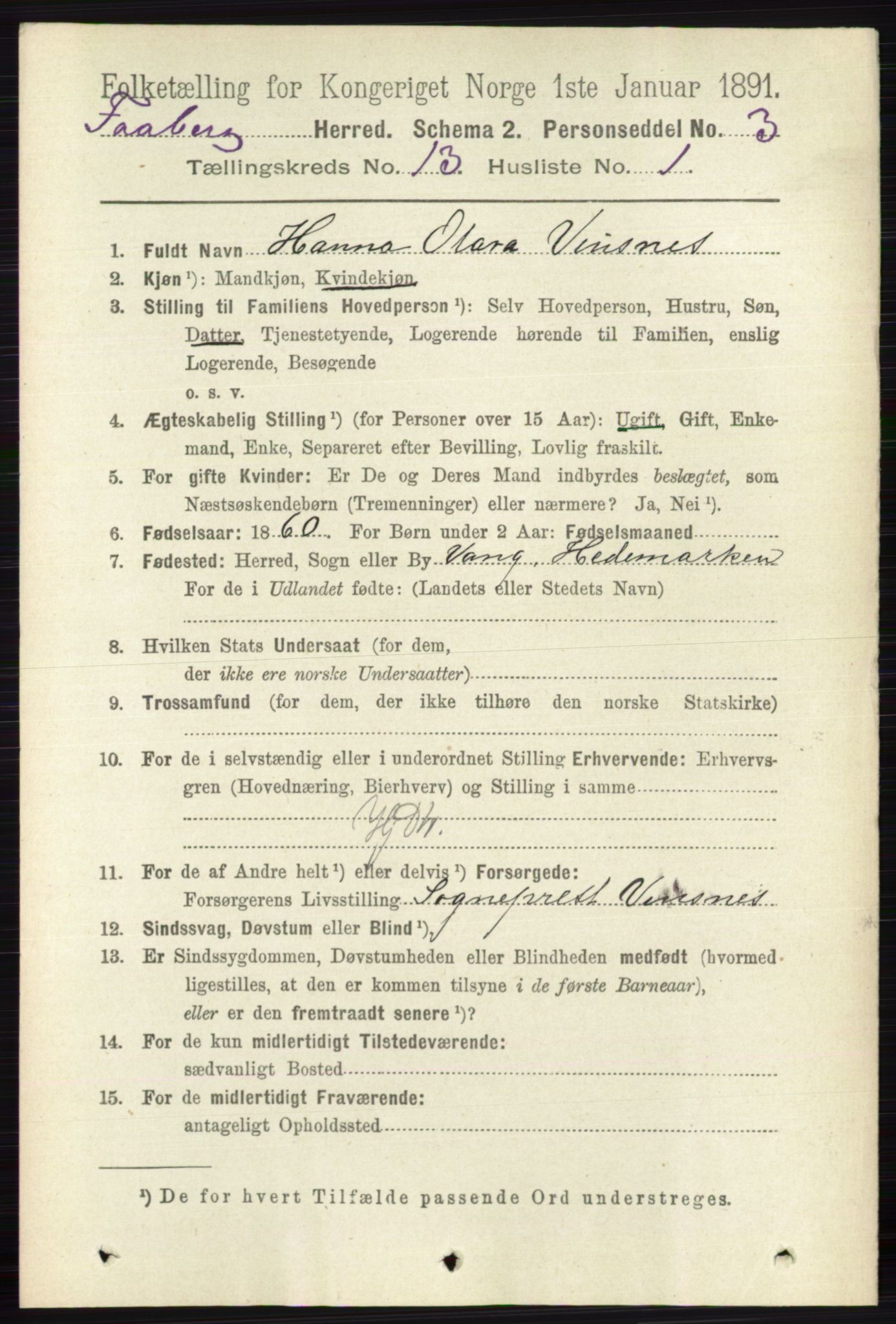 RA, 1891 census for 0524 Fåberg, 1891, p. 5247