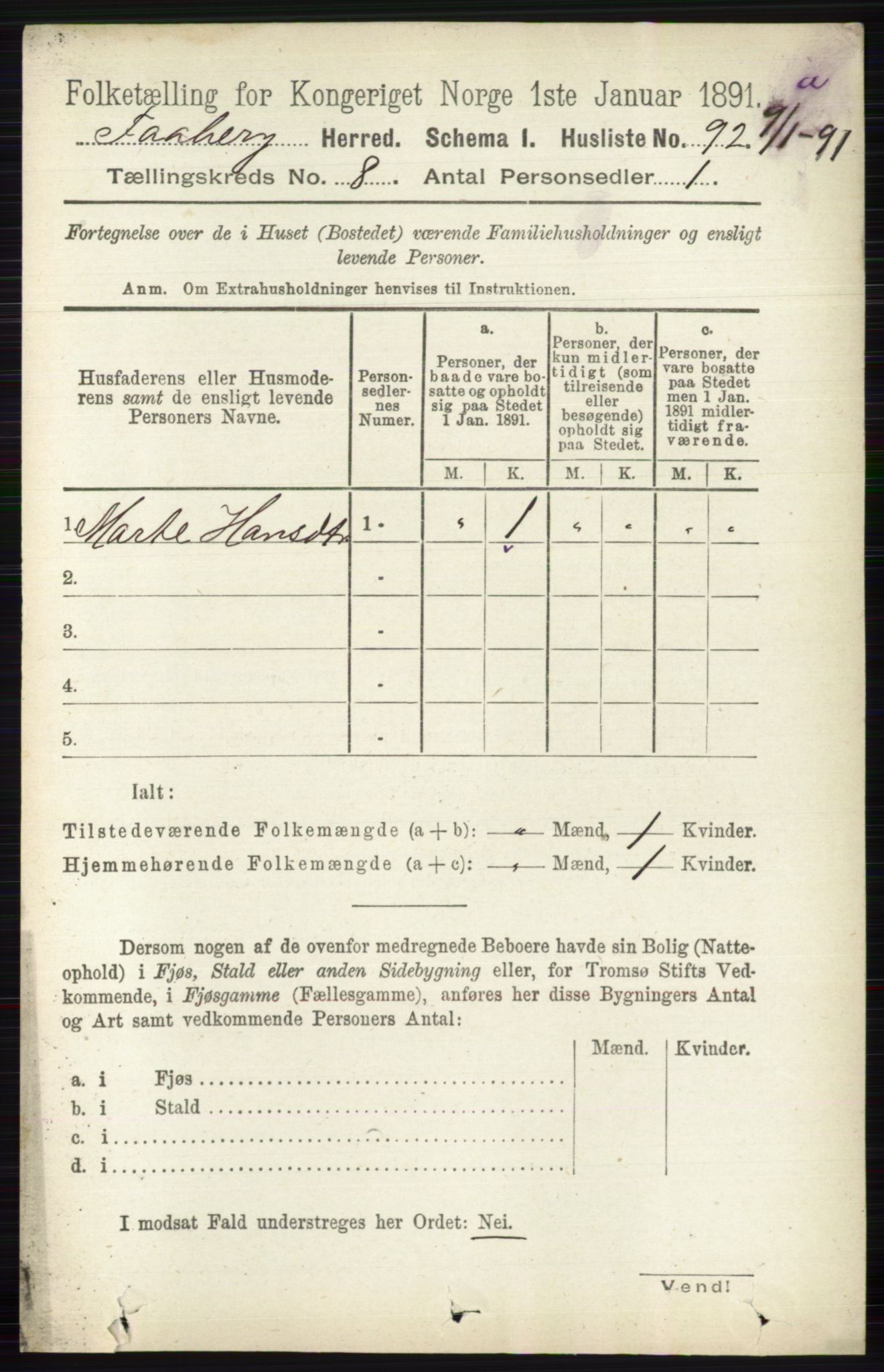 RA, 1891 census for 0524 Fåberg, 1891, p. 3414