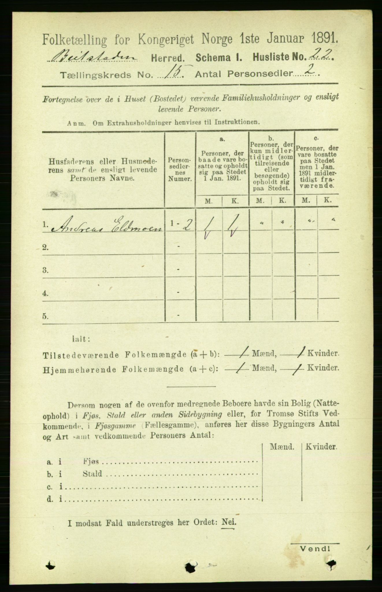 RA, 1891 census for 1727 Beitstad, 1891, p. 4005