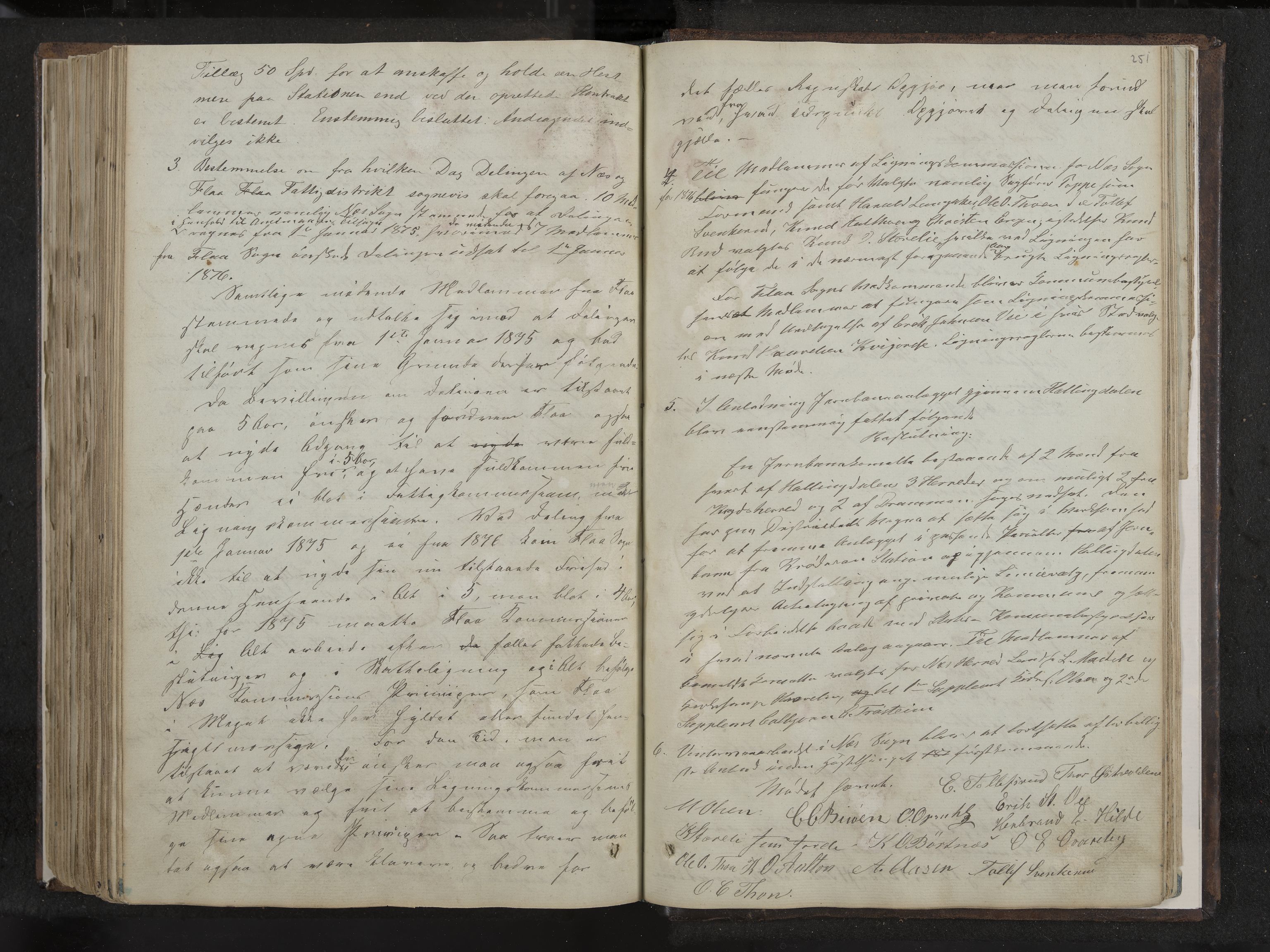 Nes formannskap og sentraladministrasjon, IKAK/0616021-1/A/Aa/L0001: Møtebok med register, 1838-1875, p. 251