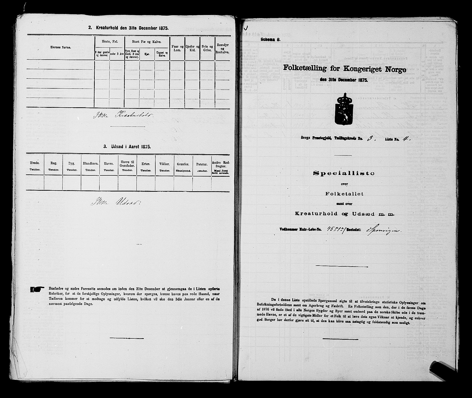 RA, 1875 census for 0116P Berg, 1875, p. 454