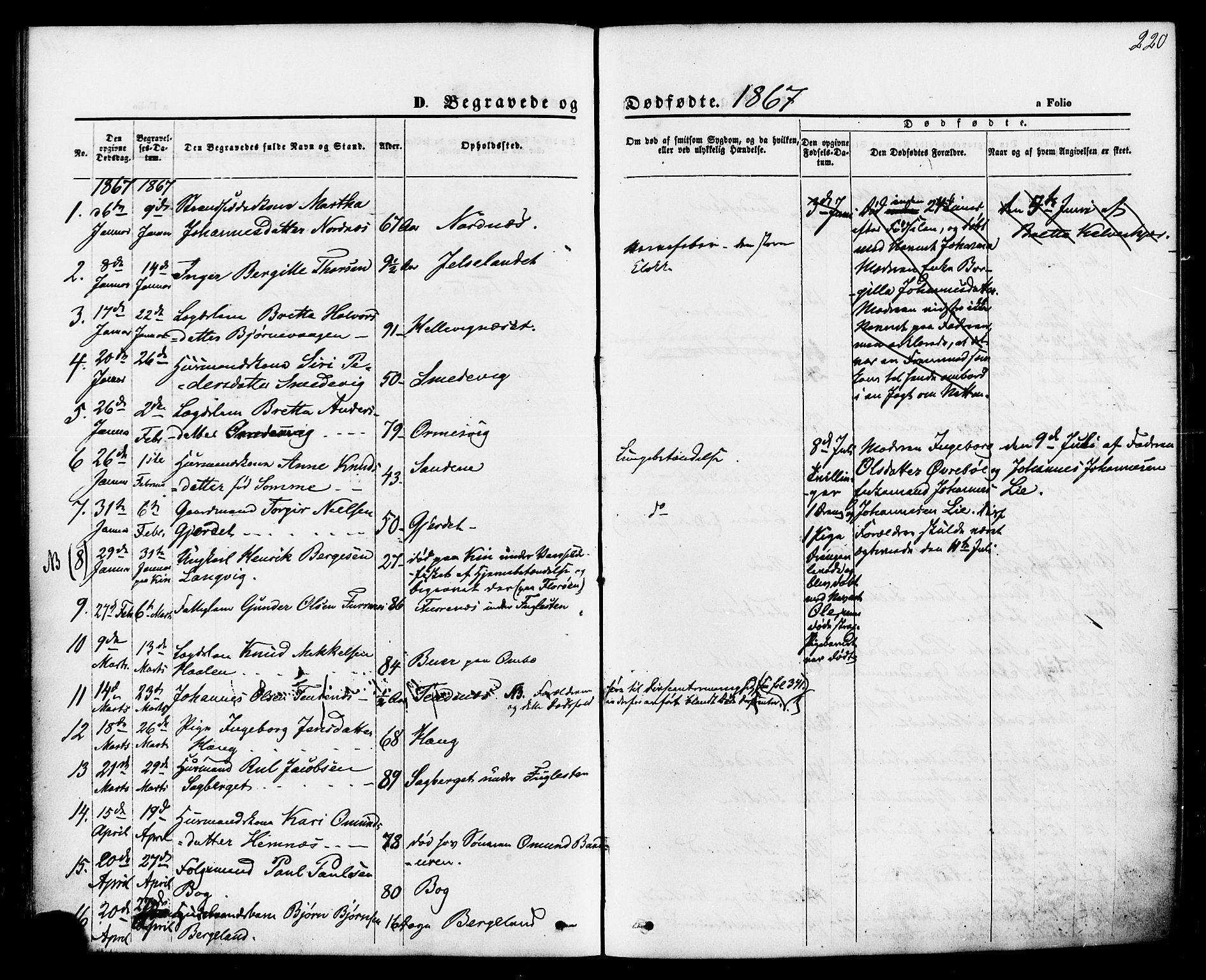 Jelsa sokneprestkontor, AV/SAST-A-101842/01/IV: Parish register (official) no. A 8, 1867-1883, p. 220