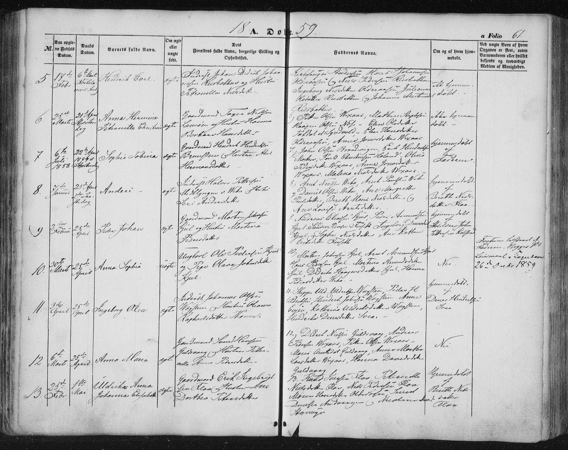 Ministerialprotokoller, klokkerbøker og fødselsregistre - Nordland, SAT/A-1459/816/L0240: Parish register (official) no. 816A06, 1846-1870, p. 61