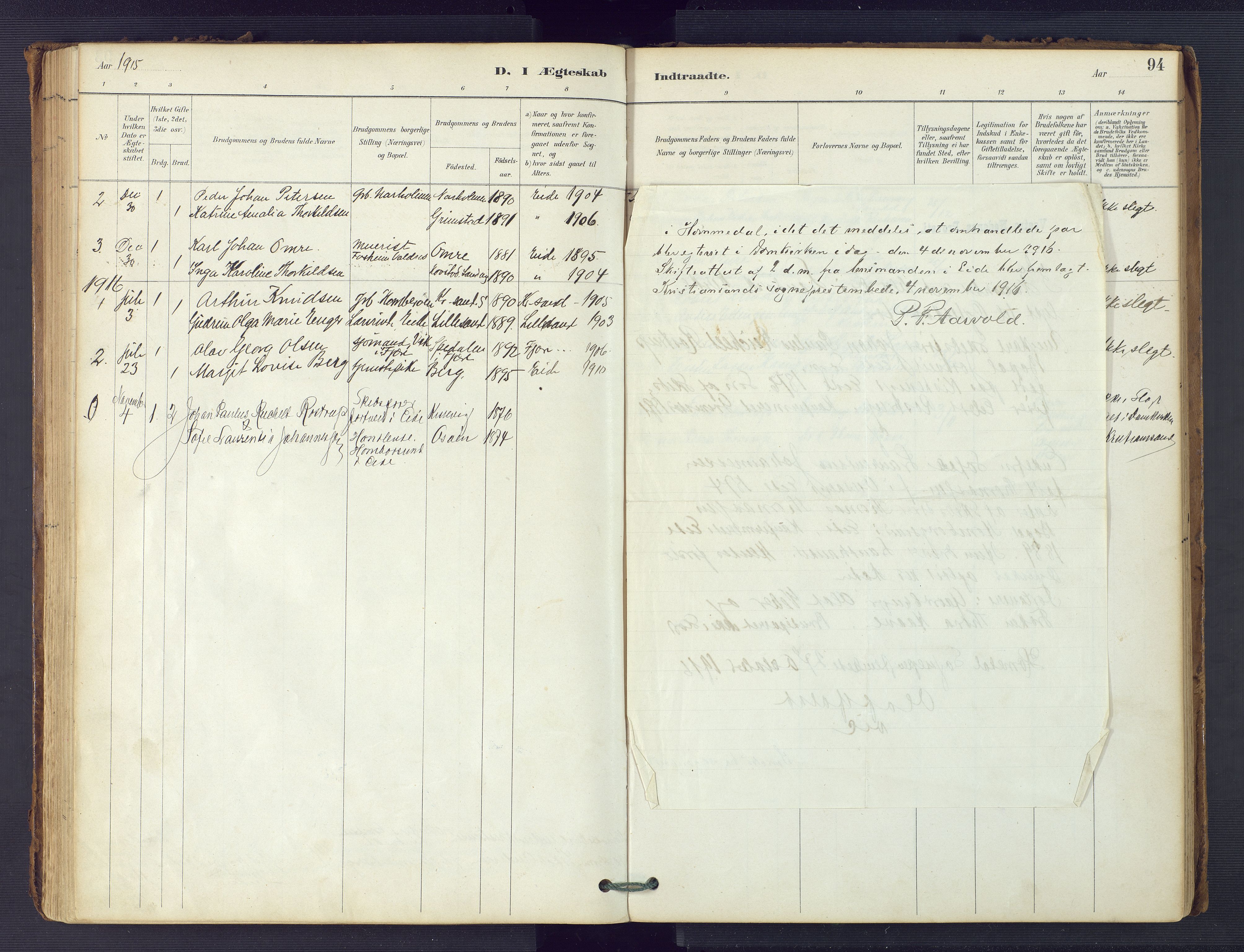 Hommedal sokneprestkontor, AV/SAK-1111-0023/F/Fa/Faa/L0003: Parish register (official) no. A 3, 1885-1916, p. 94