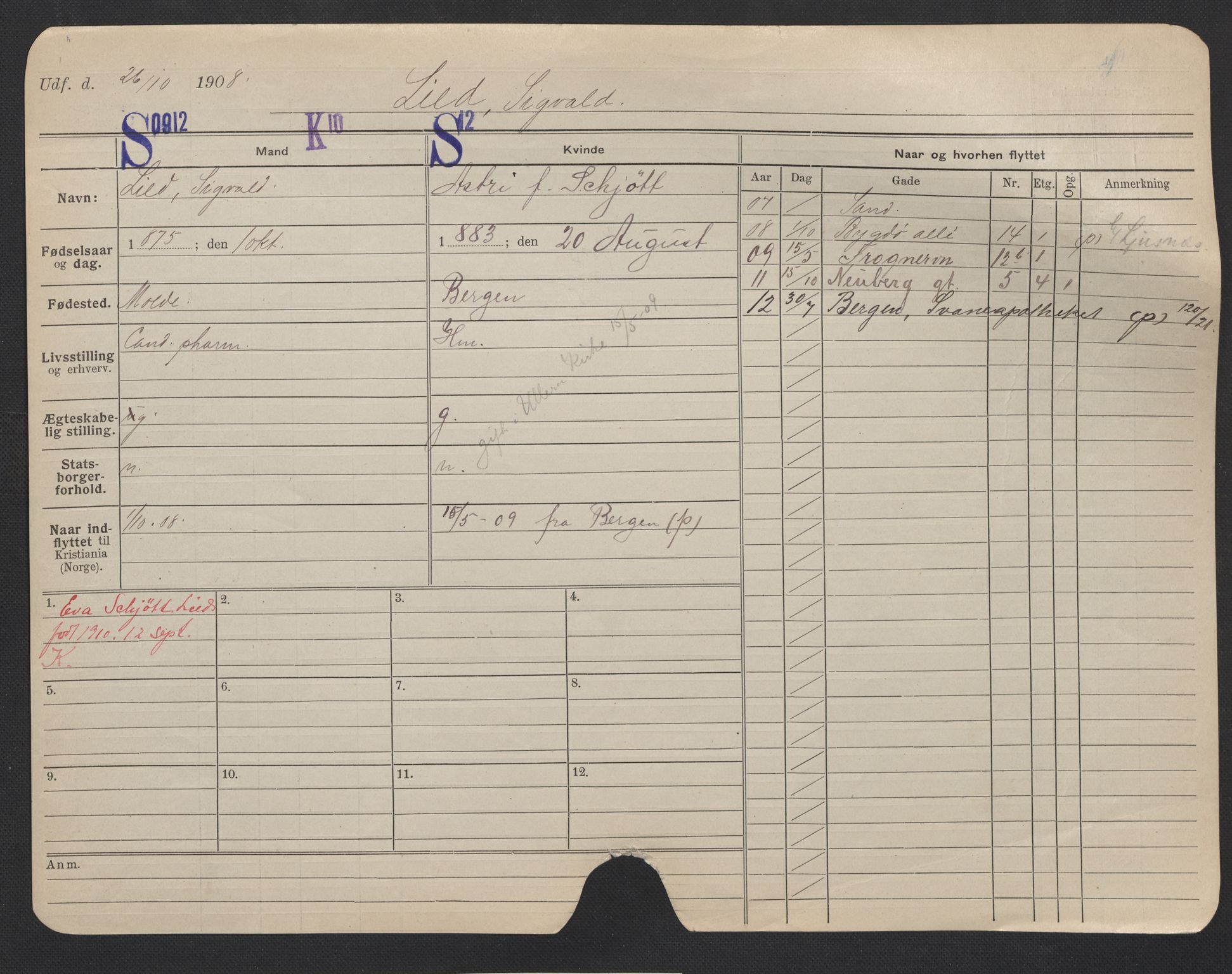 Oslo folkeregister, Registerkort, AV/SAO-A-11715/F/Fa/Fac/L0007: Menn, 1906-1914, p. 99a