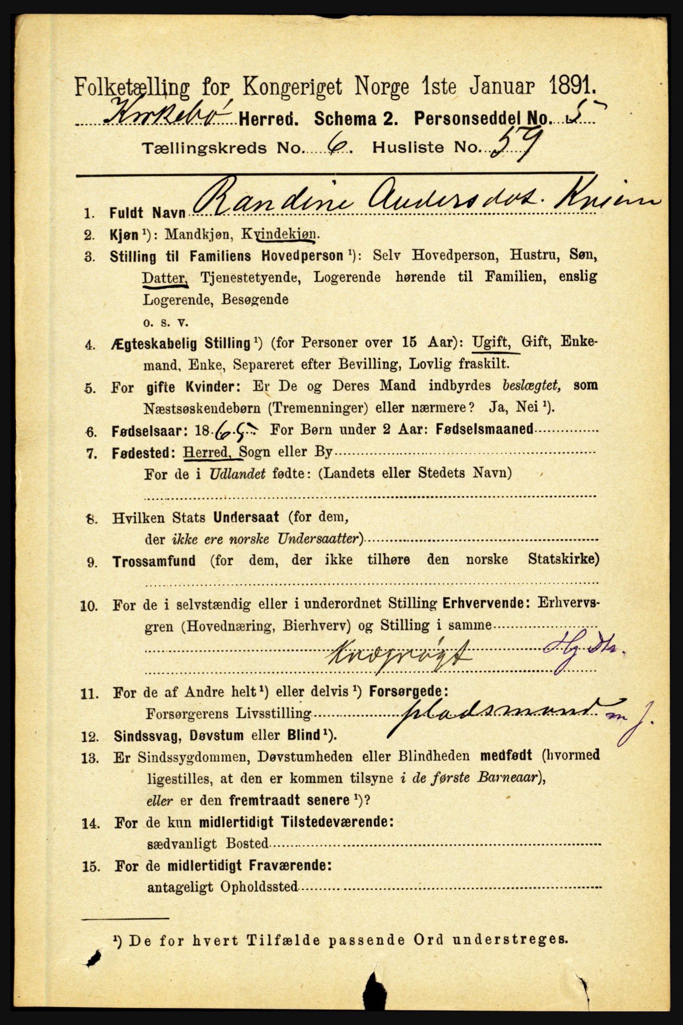 RA, 1891 census for 1416 Kyrkjebø, 1891, p. 1802