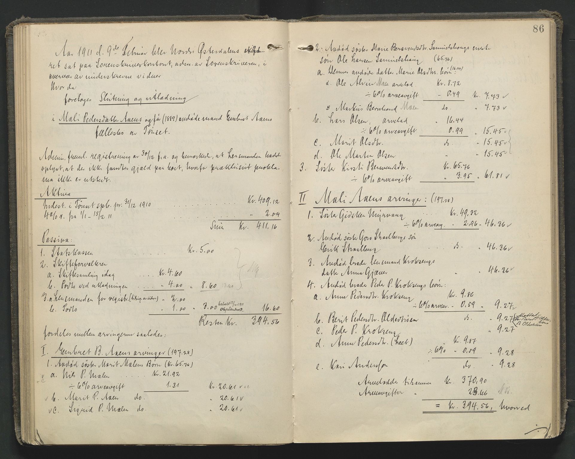 Nord-Østerdal tingrett, SAH/TING-020/J/Jd/L0006: Skifteutlodningsprotokoll, 1907-1920, p. 86