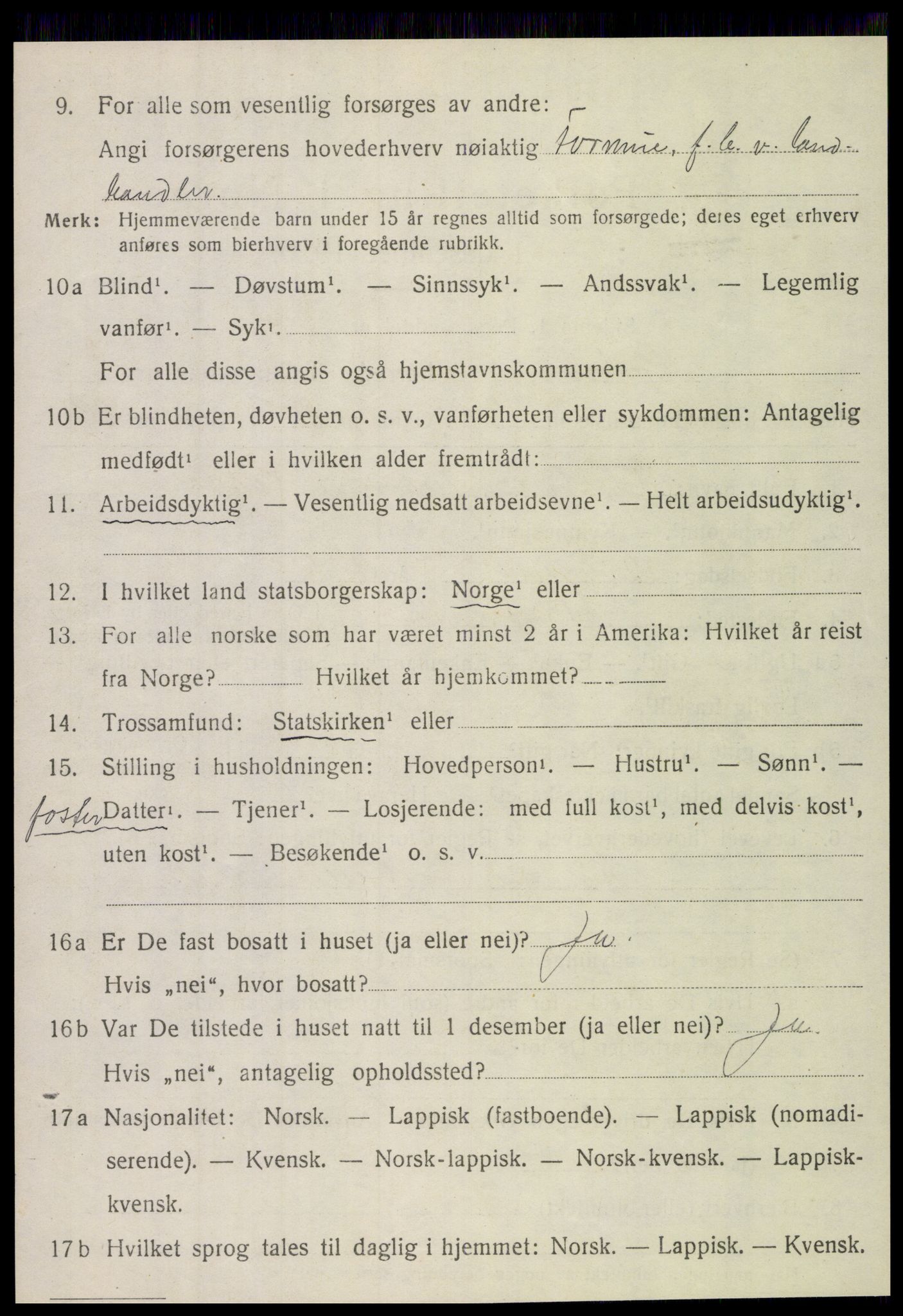 SAT, 1920 census for Brønnøy, 1920, p. 2889