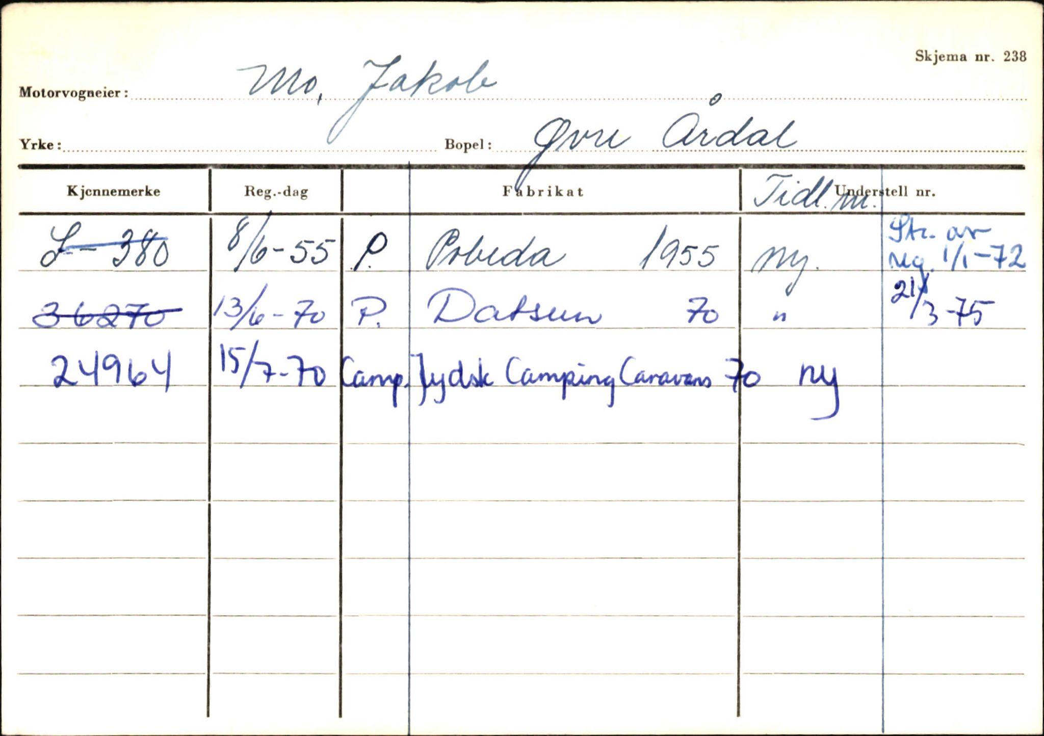 Statens vegvesen, Sogn og Fjordane vegkontor, AV/SAB-A-5301/4/F/L0145: Registerkort Vågsøy S-Å. Årdal I-P, 1945-1975, p. 1744