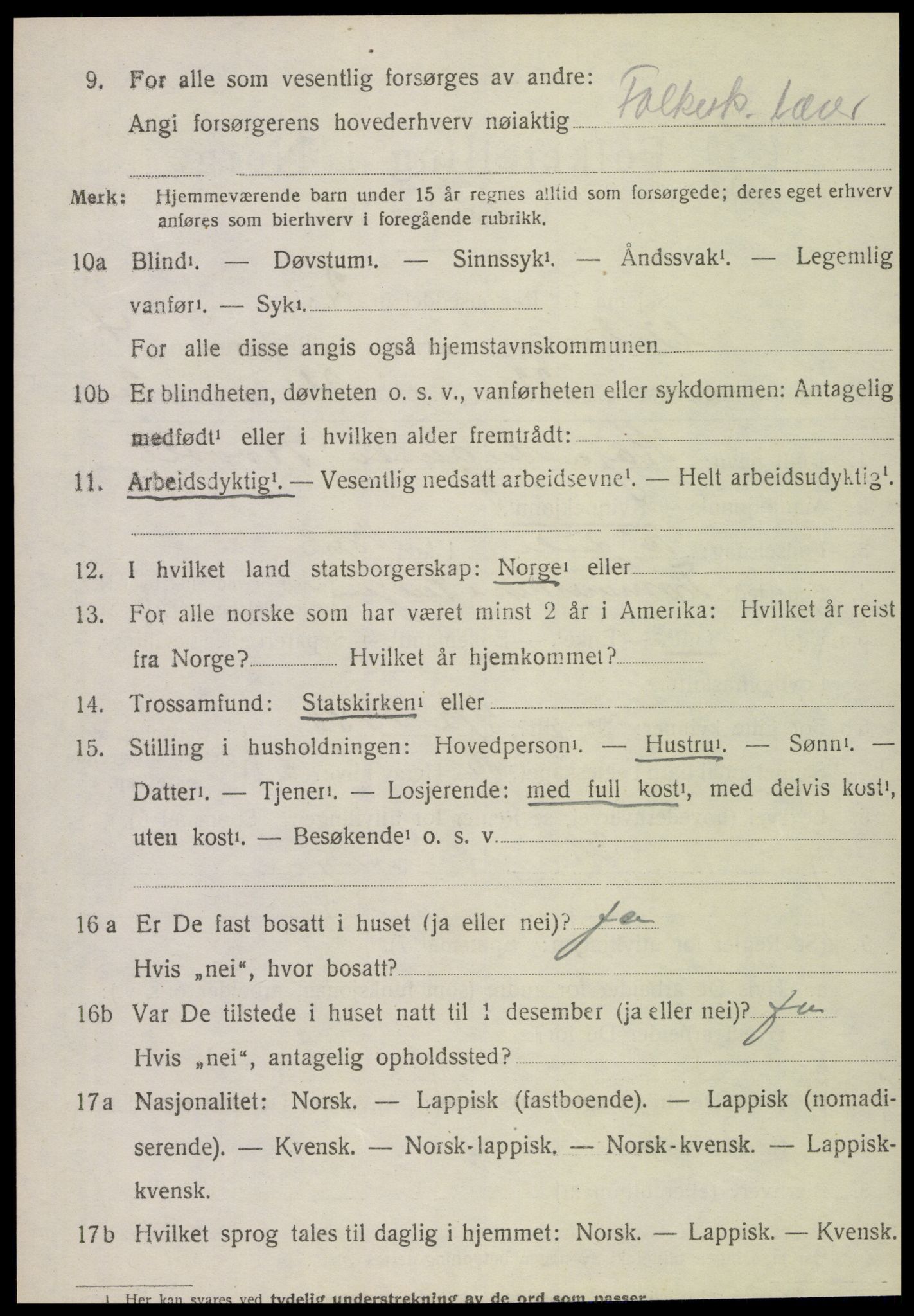 SAT, 1920 census for Vikna, 1920, p. 4388