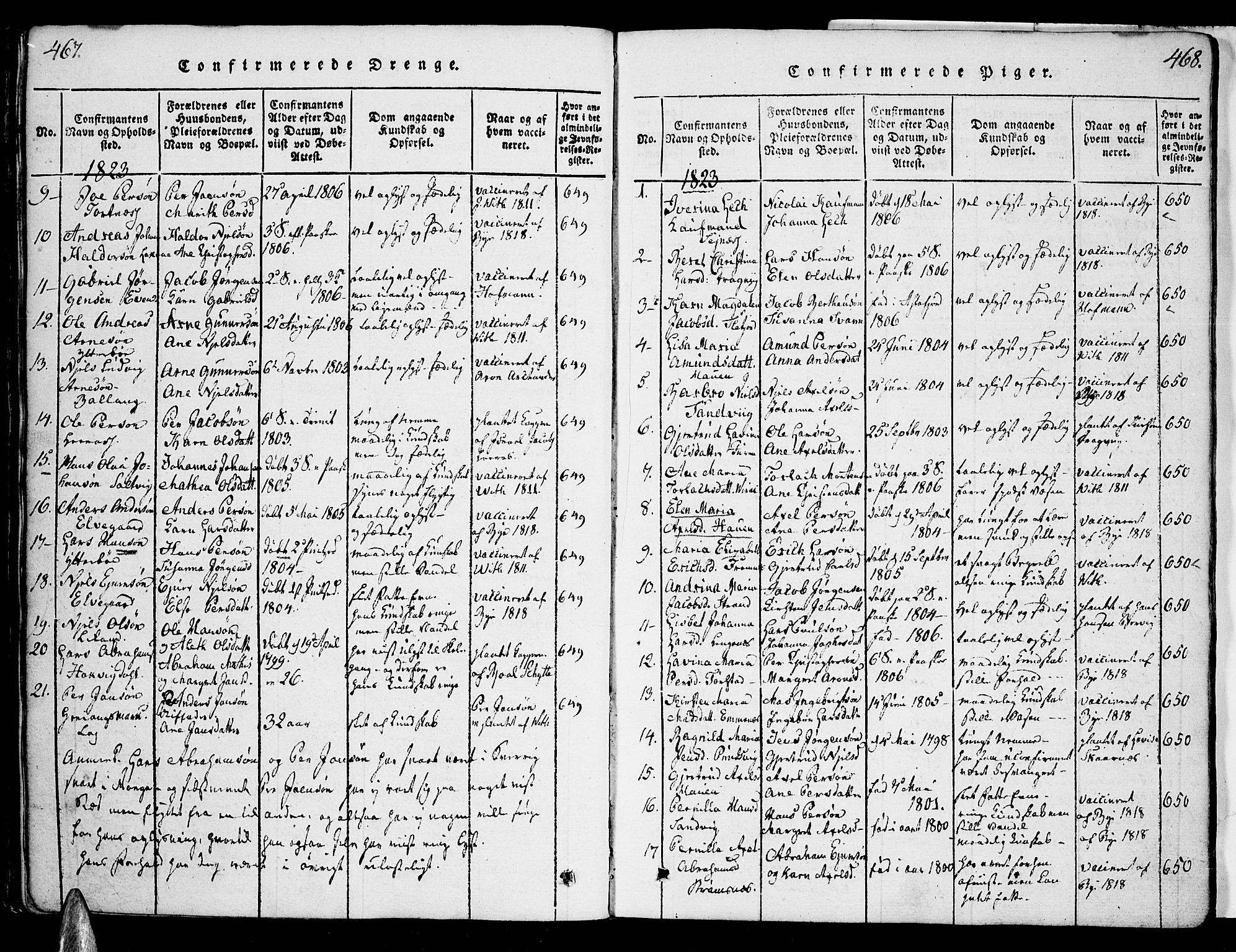 Ministerialprotokoller, klokkerbøker og fødselsregistre - Nordland, SAT/A-1459/863/L0894: Parish register (official) no. 863A06, 1821-1851, p. 467-468