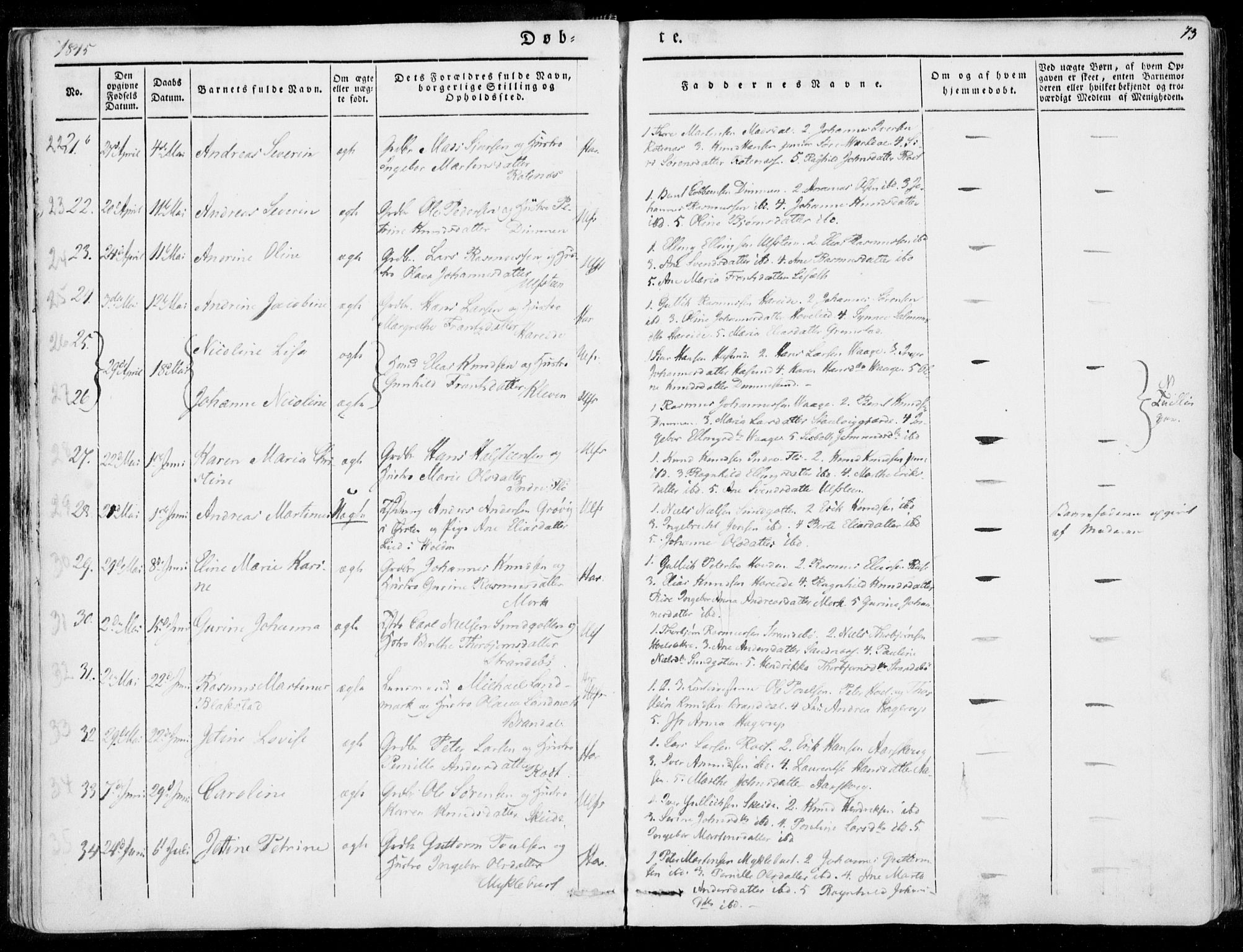 Ministerialprotokoller, klokkerbøker og fødselsregistre - Møre og Romsdal, SAT/A-1454/509/L0104: Parish register (official) no. 509A02, 1833-1847, p. 73