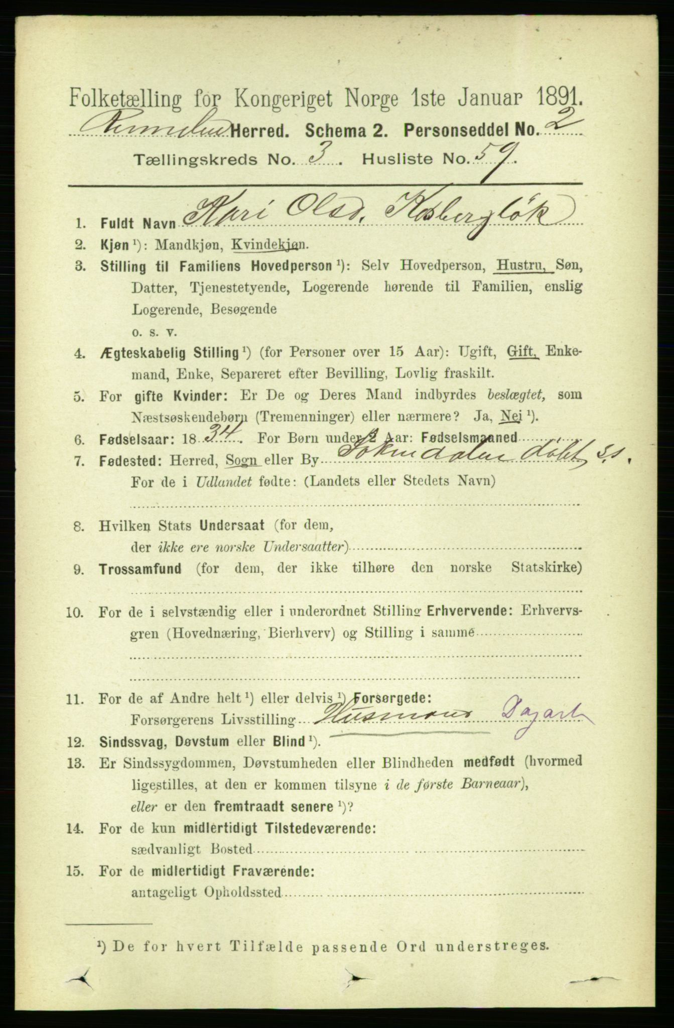 RA, 1891 census for 1635 Rennebu, 1891, p. 1680