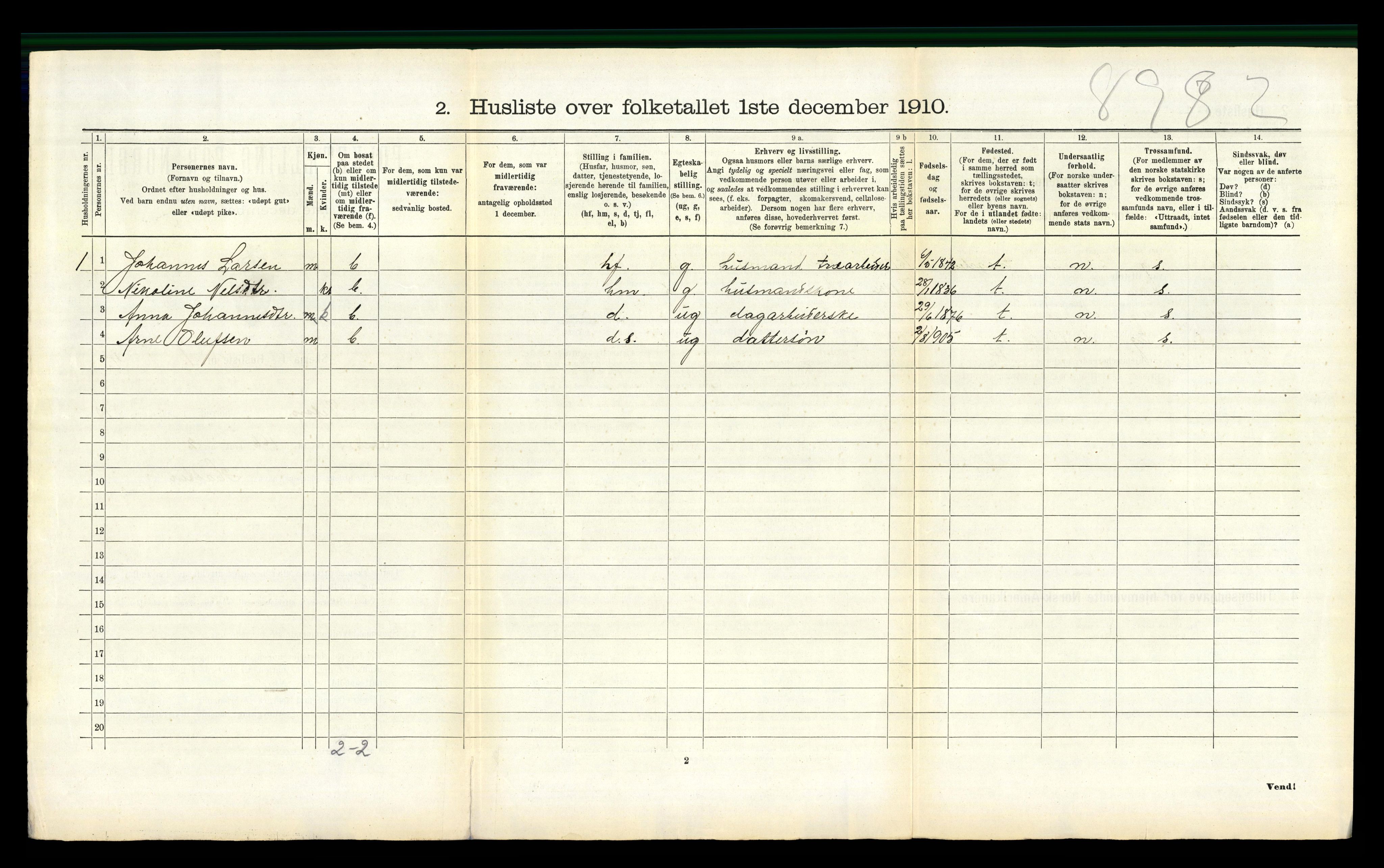 RA, 1910 census for Vefsn, 1910, p. 1075