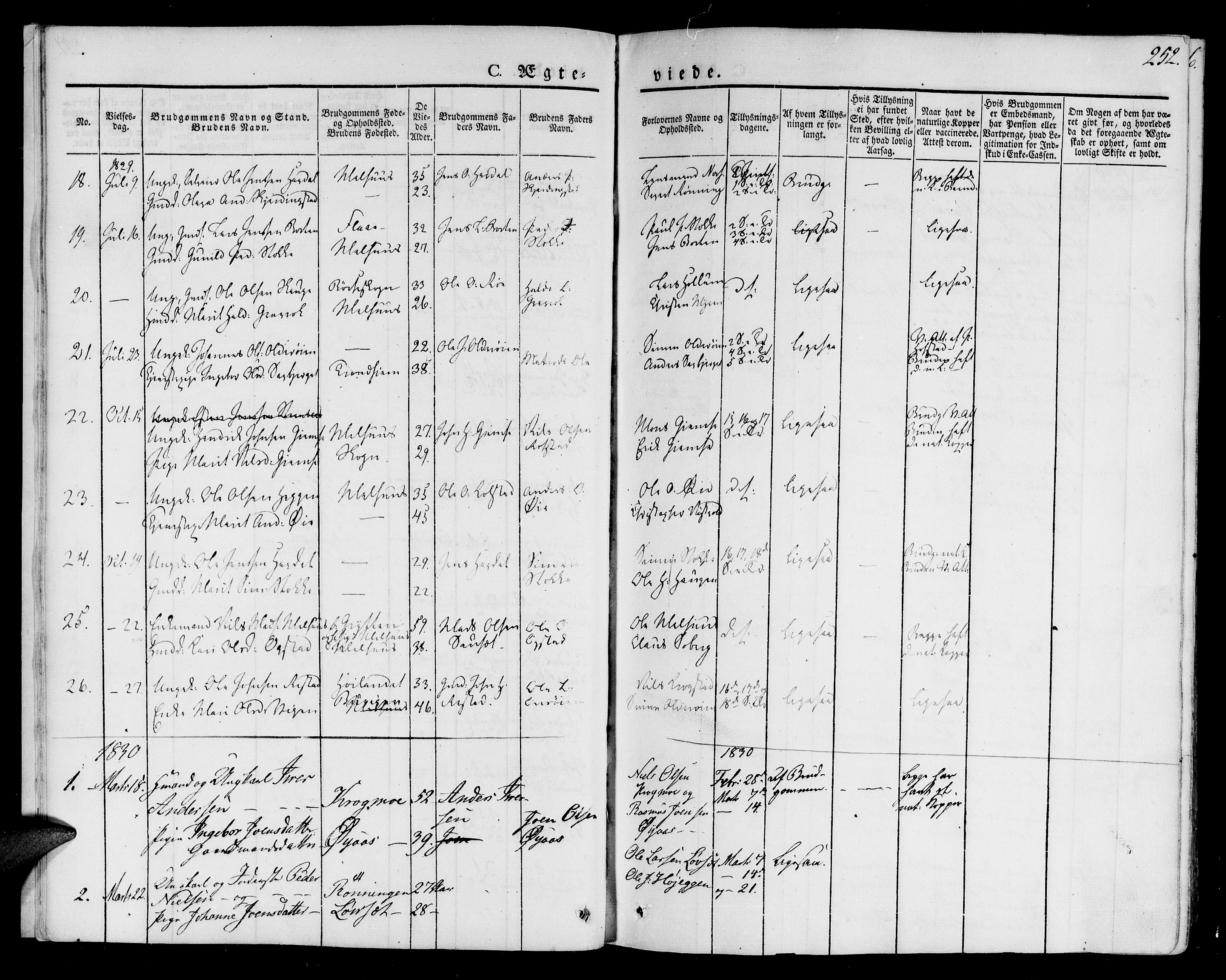 Ministerialprotokoller, klokkerbøker og fødselsregistre - Sør-Trøndelag, SAT/A-1456/691/L1070: Parish register (official) no. 691A05 /1, 1826-1841, p. 252