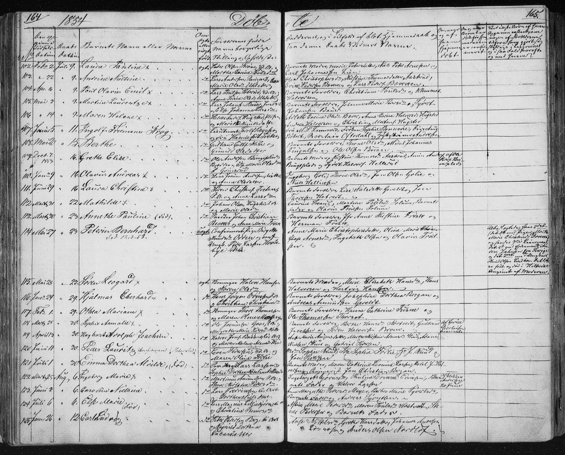 Kongsberg kirkebøker, AV/SAKO-A-22/F/Fa/L0009: Parish register (official) no. I 9, 1839-1858, p. 164-165