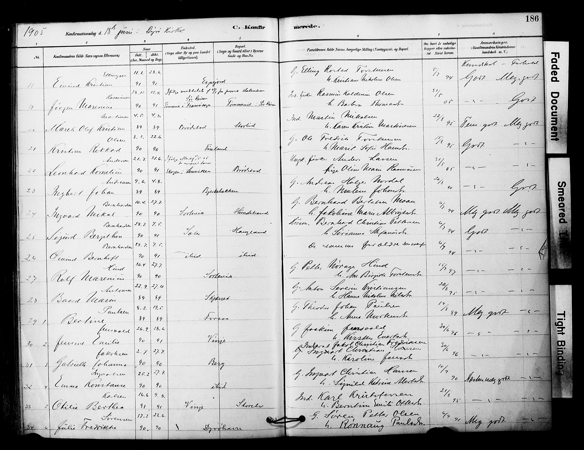 Tranøy sokneprestkontor, SATØ/S-1313/I/Ia/Iaa/L0011kirke: Parish register (official) no. 11, 1878-1904, p. 186