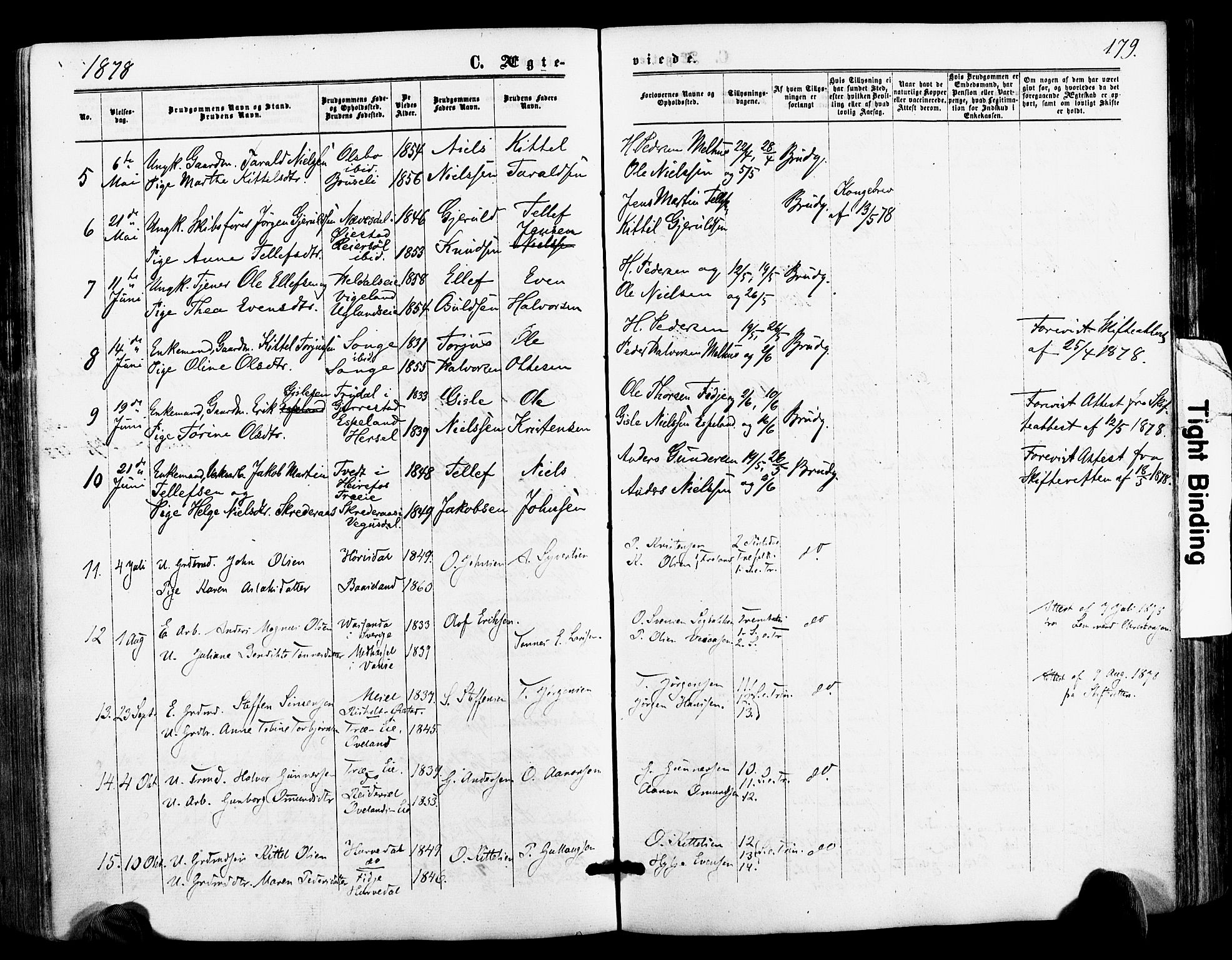 Froland sokneprestkontor, SAK/1111-0013/F/Fa/L0003: Parish register (official) no. A 3, 1864-1881, p. 179
