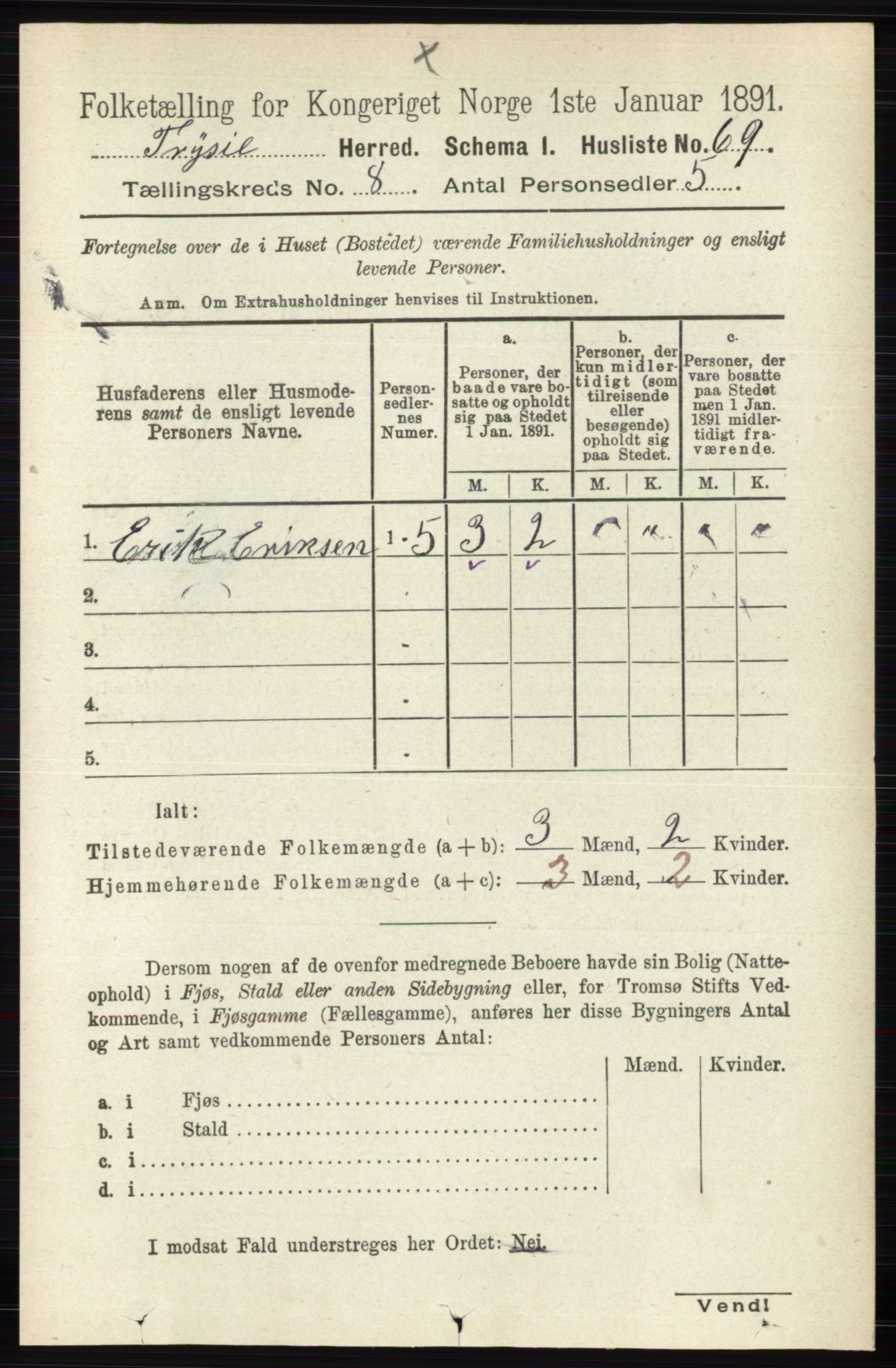 RA, 1891 census for 0428 Trysil, 1891, p. 3633