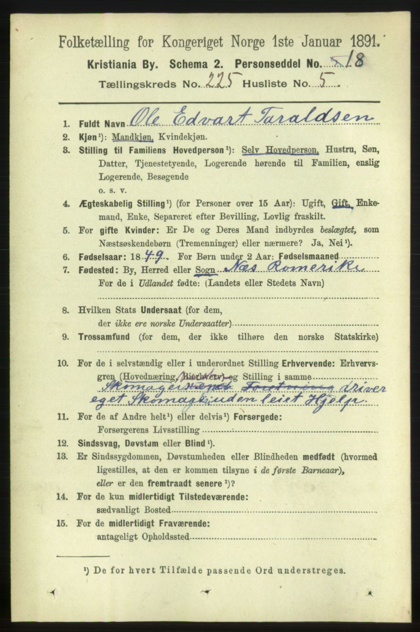 RA, 1891 census for 0301 Kristiania, 1891, p. 136489