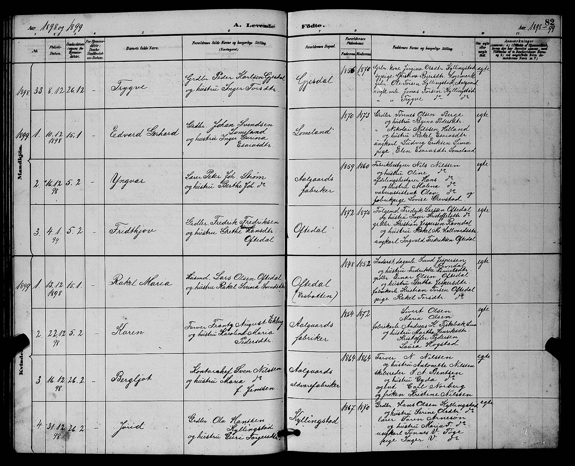 Lye sokneprestkontor, AV/SAST-A-101794/001/30BB/L0008: Parish register (copy) no. B 7, 1887-1901, p. 82