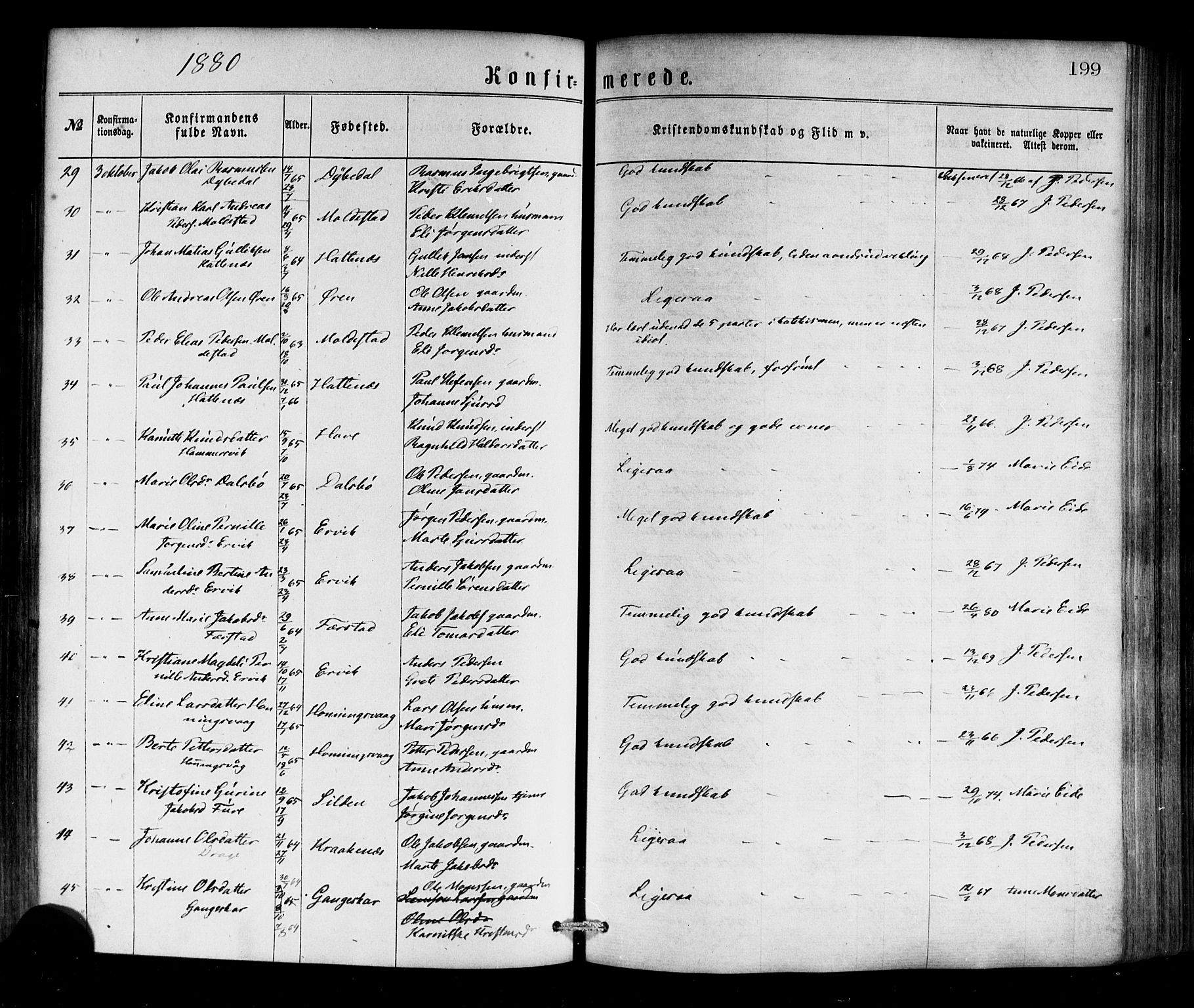 Selje sokneprestembete, AV/SAB-A-99938/H/Ha/Haa/Haaa: Parish register (official) no. A 12, 1870-1880, p. 199