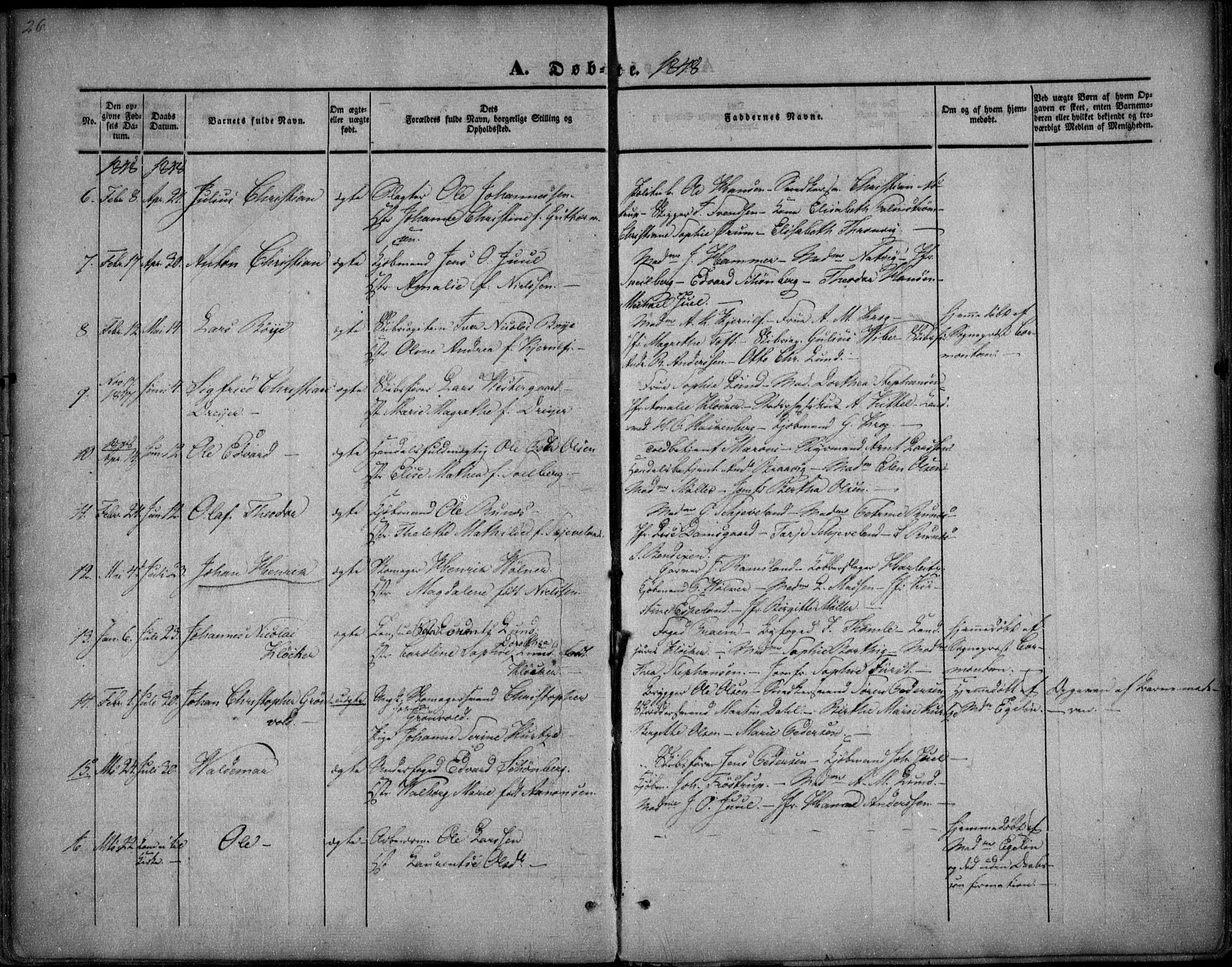 Arendal sokneprestkontor, Trefoldighet, SAK/1111-0040/F/Fa/L0005: Parish register (official) no. A 5, 1838-1854, p. 26