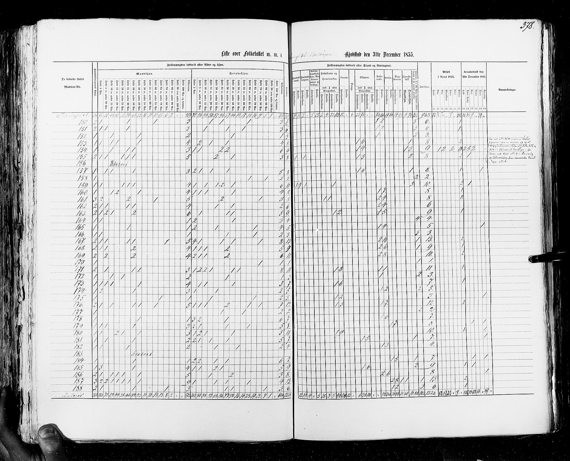 RA, Census 1855, vol. 7: Fredrikshald-Kragerø, 1855, p. 378