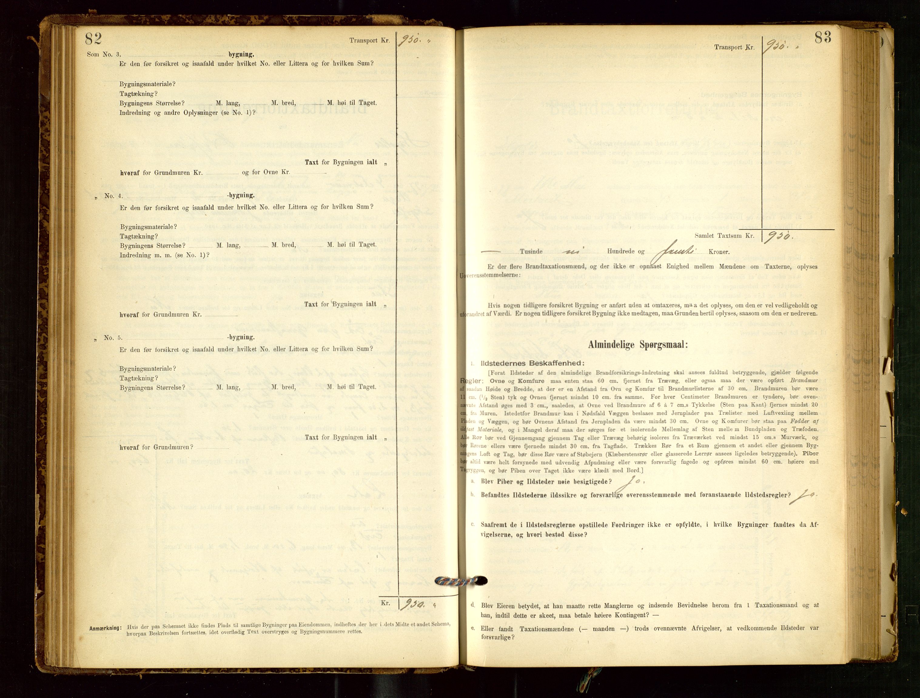 Skjold lensmannskontor, SAST/A-100182/Gob/L0001: "Brandtaxationsprotokol for Skjold Lensmandsdistrikt Ryfylke Fogderi", 1894-1939, p. 82-83