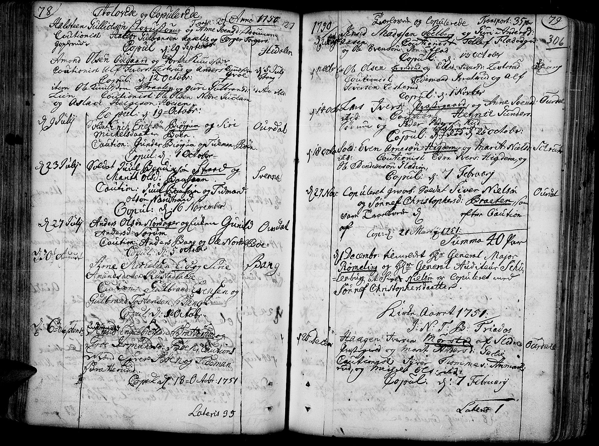 Aurdal prestekontor, SAH/PREST-126/H/Ha/Haa/L0004: Parish register (official) no. 4, 1730-1762, p. 78-79